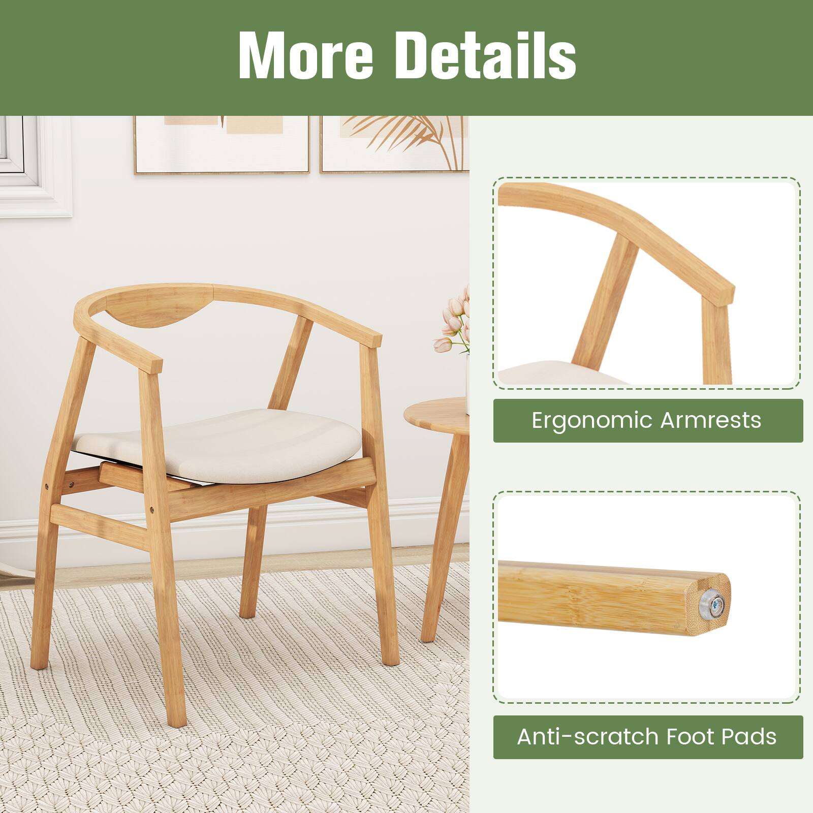 More Details

Ergonomic Armrests

Anti-scratch Foot Pads