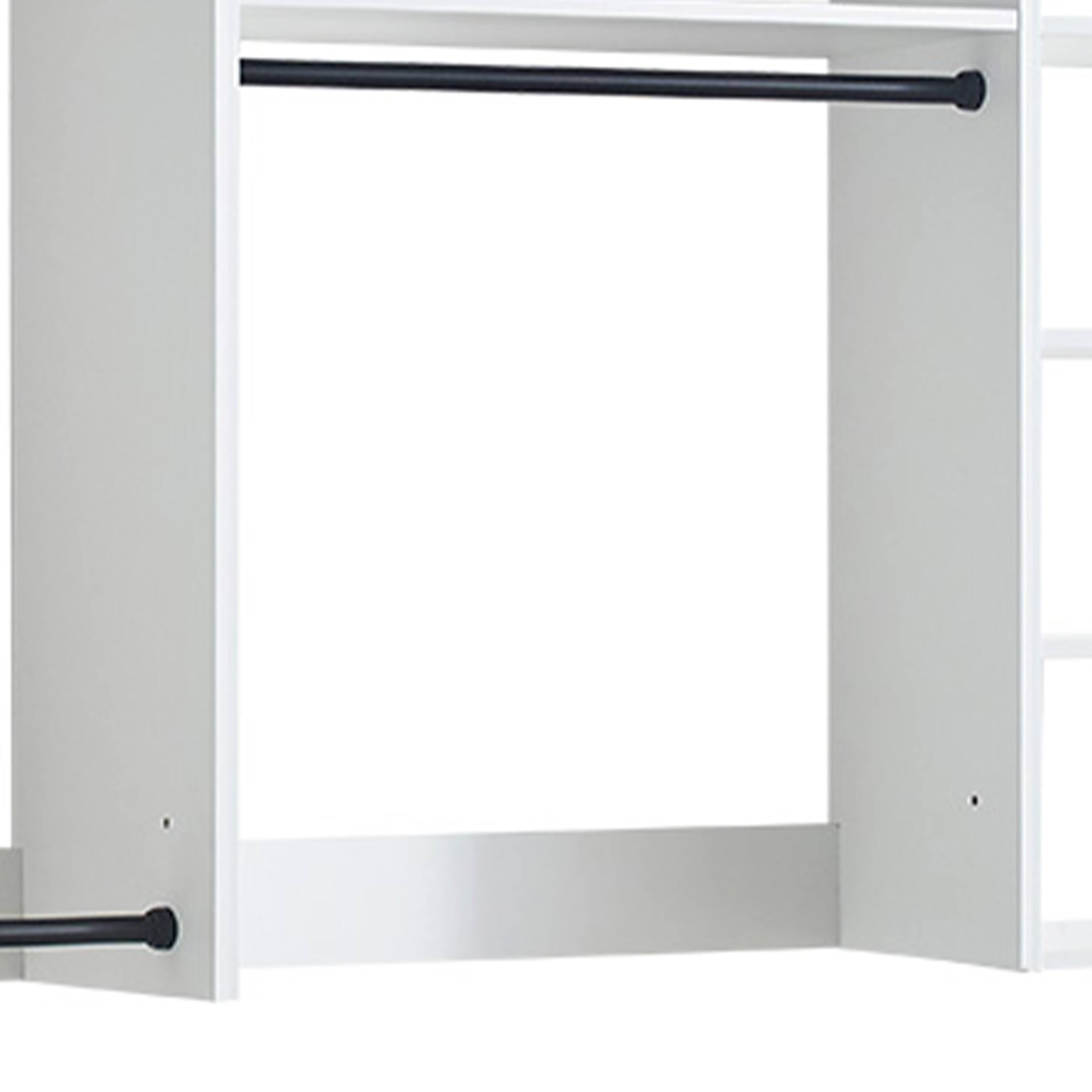 Left. Manhattan Lane - Vedz Walk in Closet w 2 Drawers, 5 Shelves, 3 Hanging Rods, White - White.