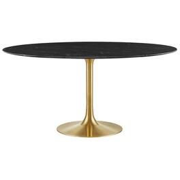 Lippa 60" Round Faux Marble Dining Table by Modway - Gold Black