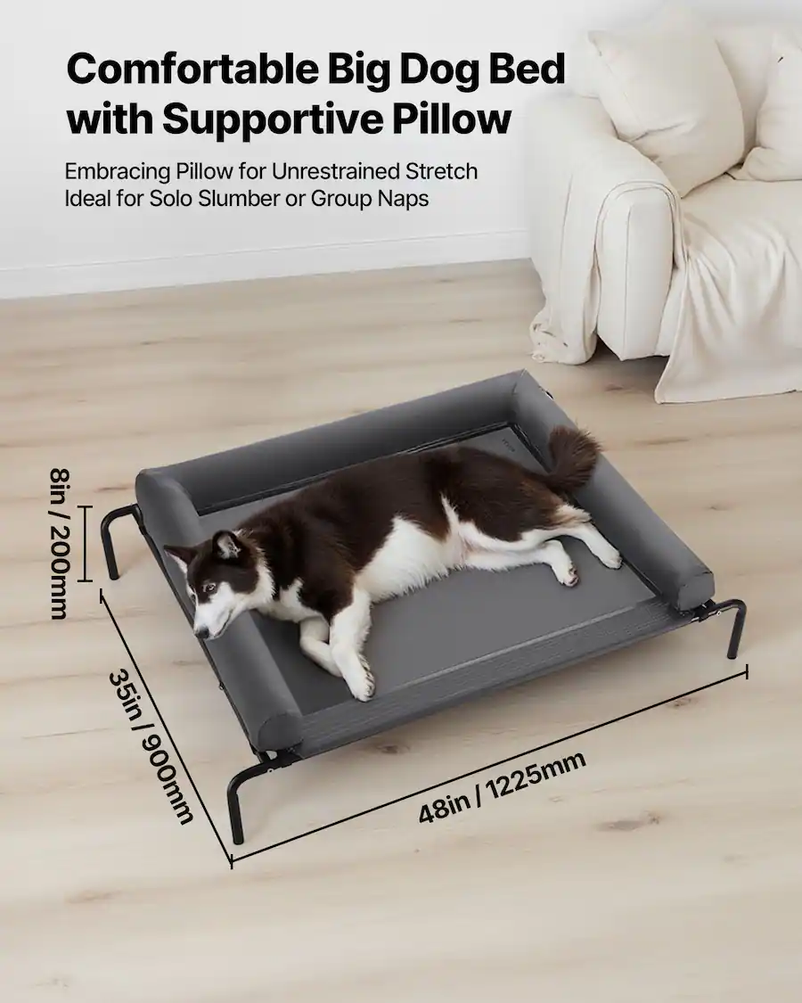 VEVOR Elevated Dog Bed for Large Dogs, Portable Raised Dog Cot with ...