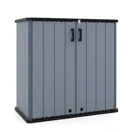 WELLFOR - Outdoor 23.5 Cu.ft All-Weather Storage Box with Floor Lockable Door - Gray