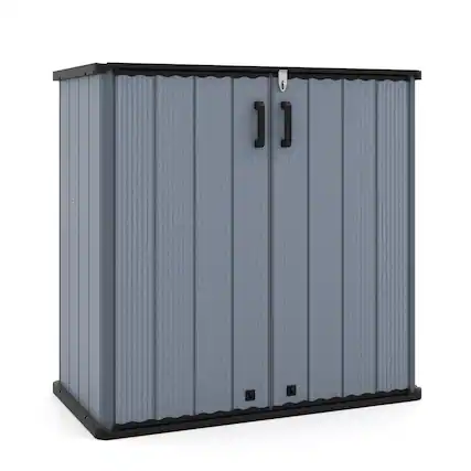 Front. WELLFOR - Outdoor 23.5 Cu.ft All-Weather Storage Box with Floor Lockable Door - Gray.