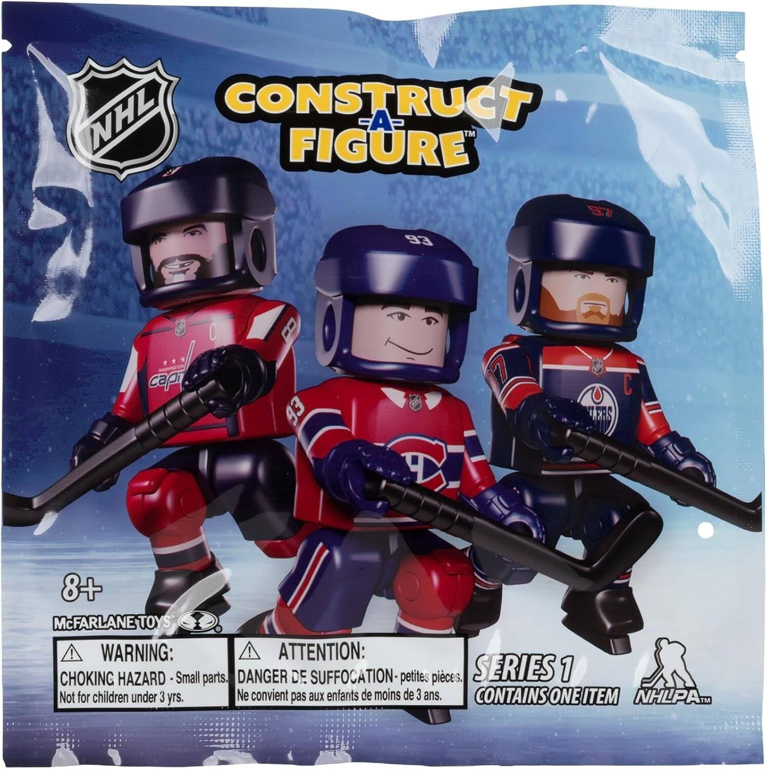 NHL CONSTRUCT -- TM FIGURE  
877 EG *** capi O 8 93  
C VERS 8+  
McFARLANETOYS  
WARNING: ! ATTENTION: CHOKING HAZARD - Small parts. DANGER DE SUFFOCATION-petite petites pieces.  
SERIES 1  
Not for children under 3 yrs. Ne convient pas aux enfants de moins de 3 ans.  
CONTAINS ONE ITEM NHLPA