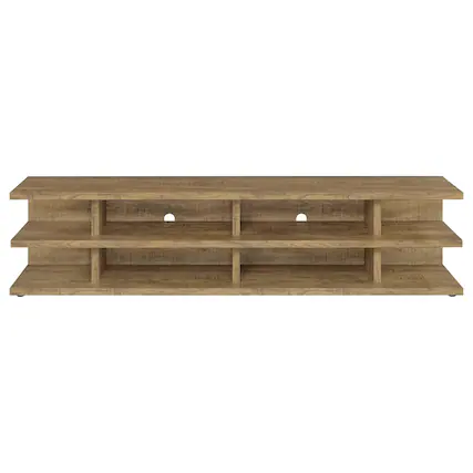 Front. Manhattan Lane - Carie TV Stand Media Console, 2-Tier Open Shelves, Mango Finish Wood - Mango Brown.
