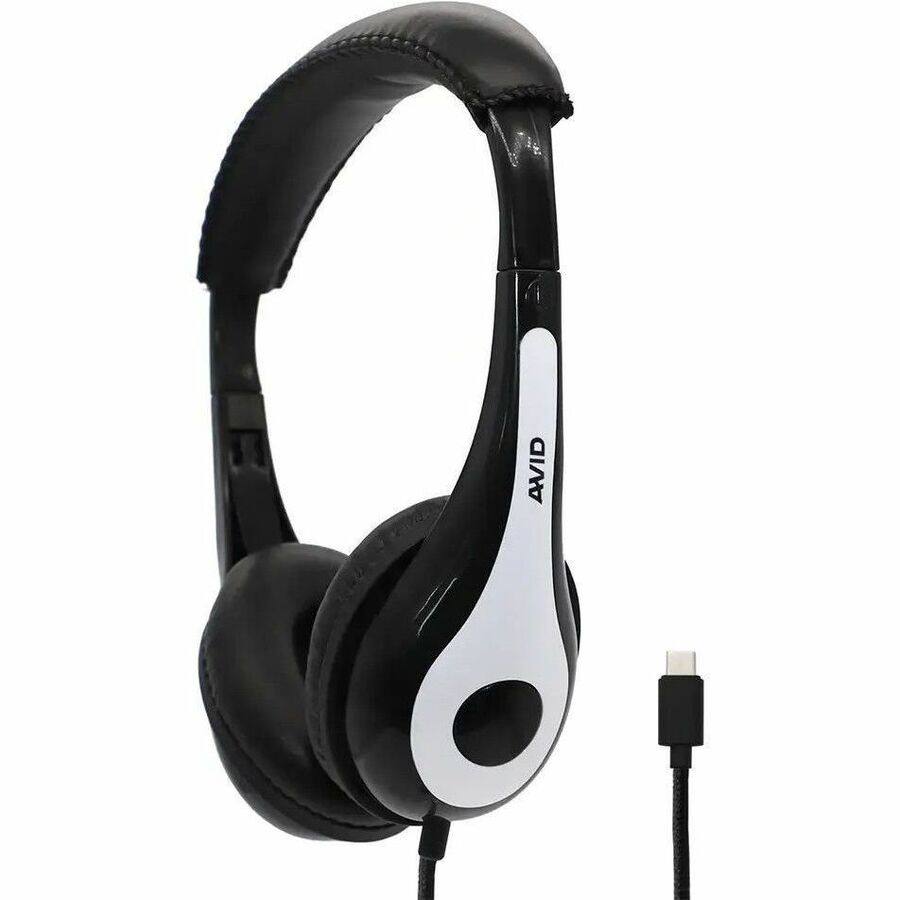 Alt View 4. Avid - AVID AE-35 Headphone - Stereo - USB Type C - Wired - 32 Ohm - 20 Hz to 20 kHz - On-ear, Over-the-head - Binaural - White,Black.