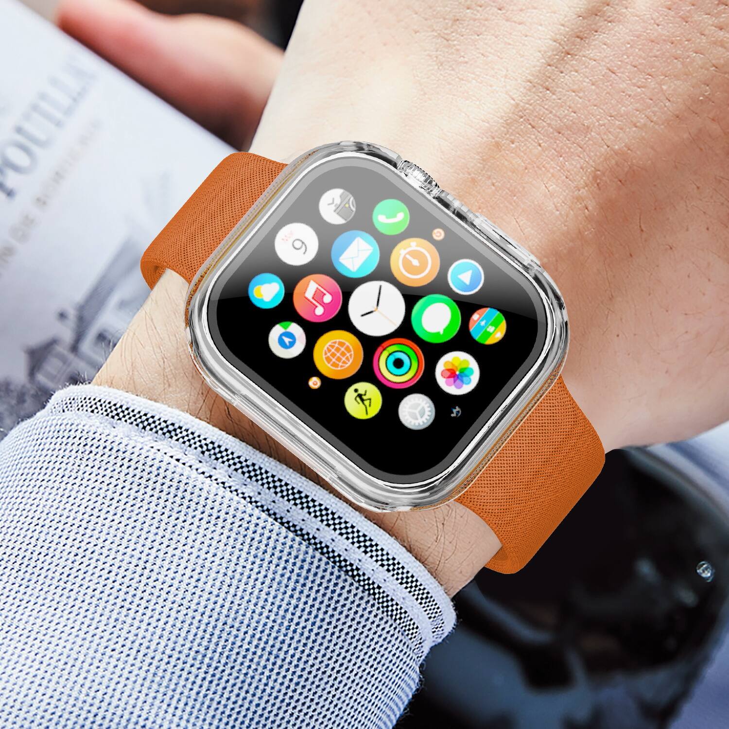 Alt View 3. Mybat - MyBat Case with Tempered Glass Screen Protector for Apple Watch Series 10 - 42mm - Clear - Transparent.