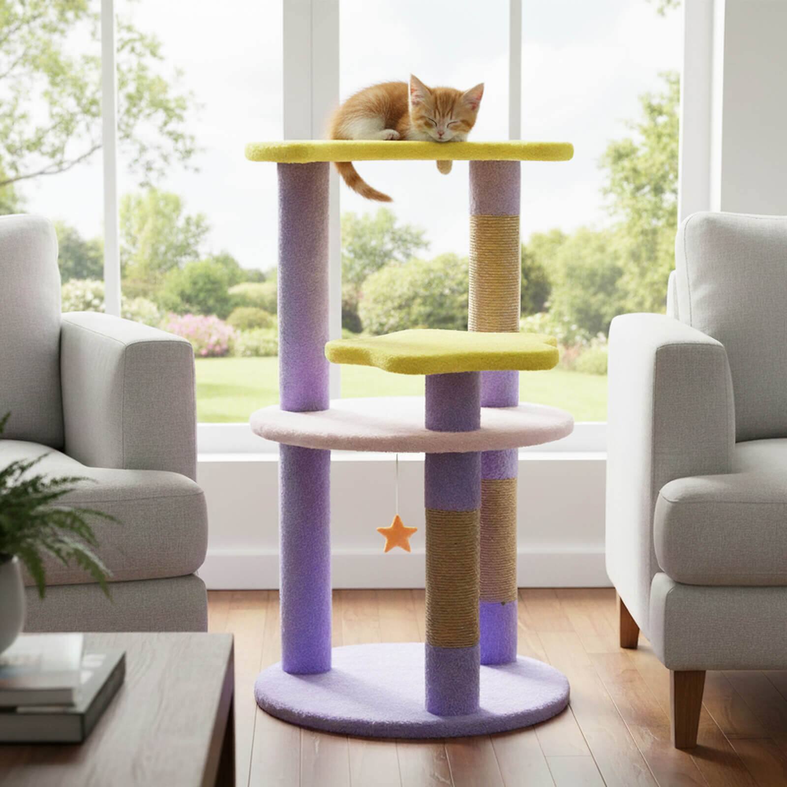 Alt View 1. Costway - Costway 29" Cute Modern Cat Tree with Star & Moon Shaped Platforms, Jute Scratching Posts.
