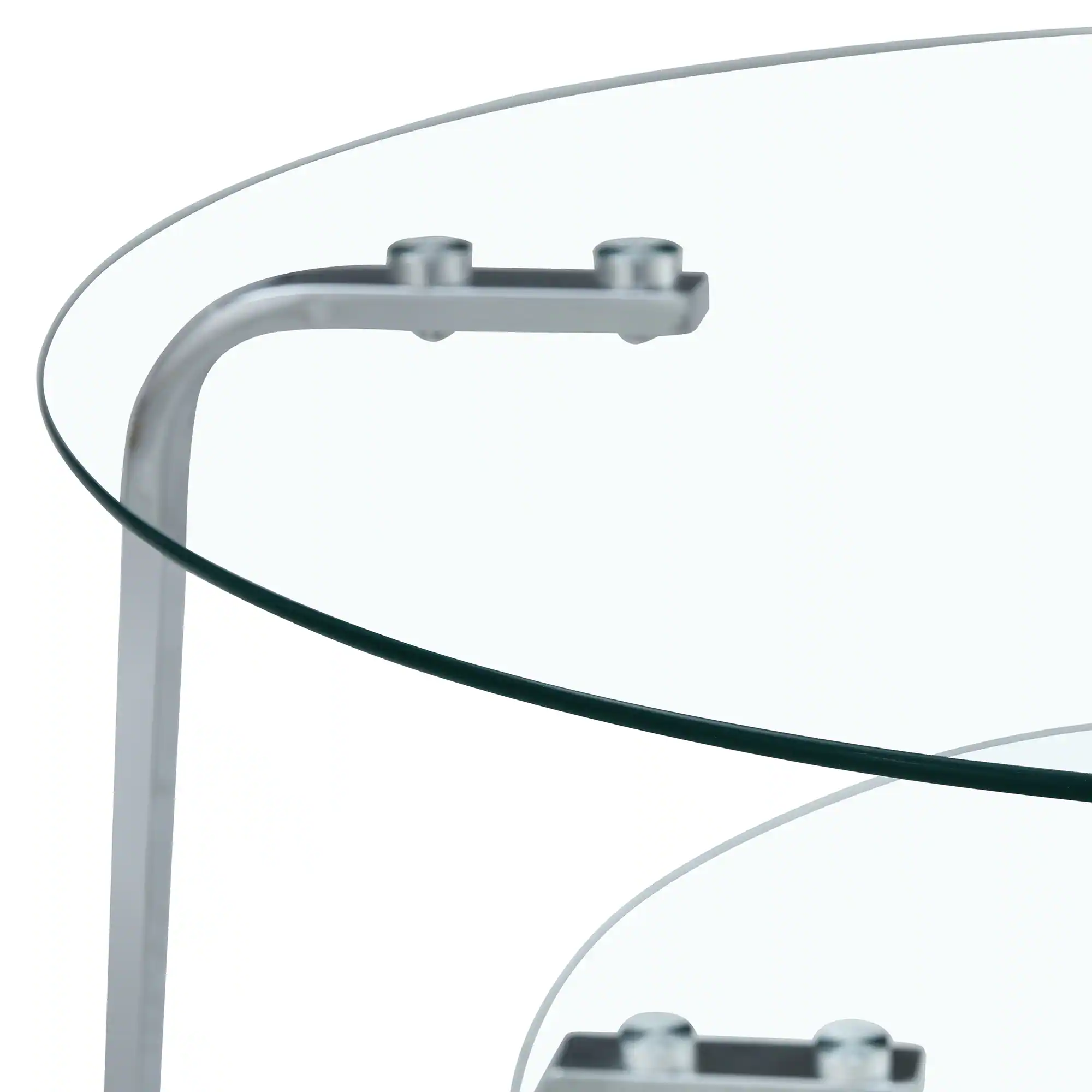 Alt View 7. Loheer - Loheer- 2.6x2.6 ft Square Tempered Glass Coffee Table 2-Tier Metal Frame Center Table for Modern Living Room - Silver.