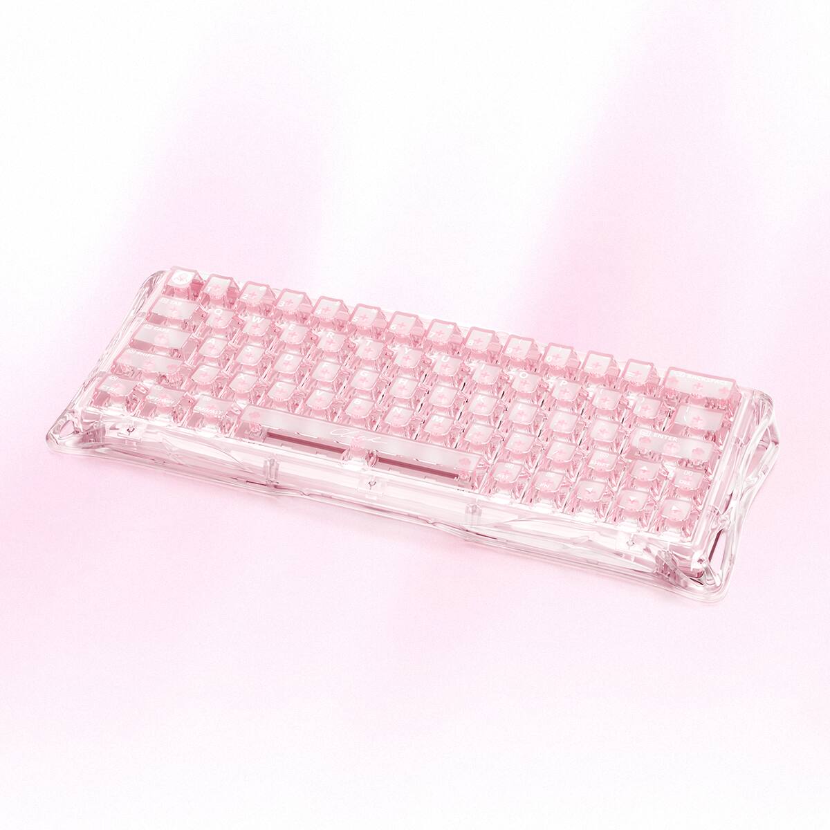 Angle. GravaStar - GravaStar Mercury  V60 60% Hall Effect Magnetic Switch Gaming Keyboard - Crystal Rose.