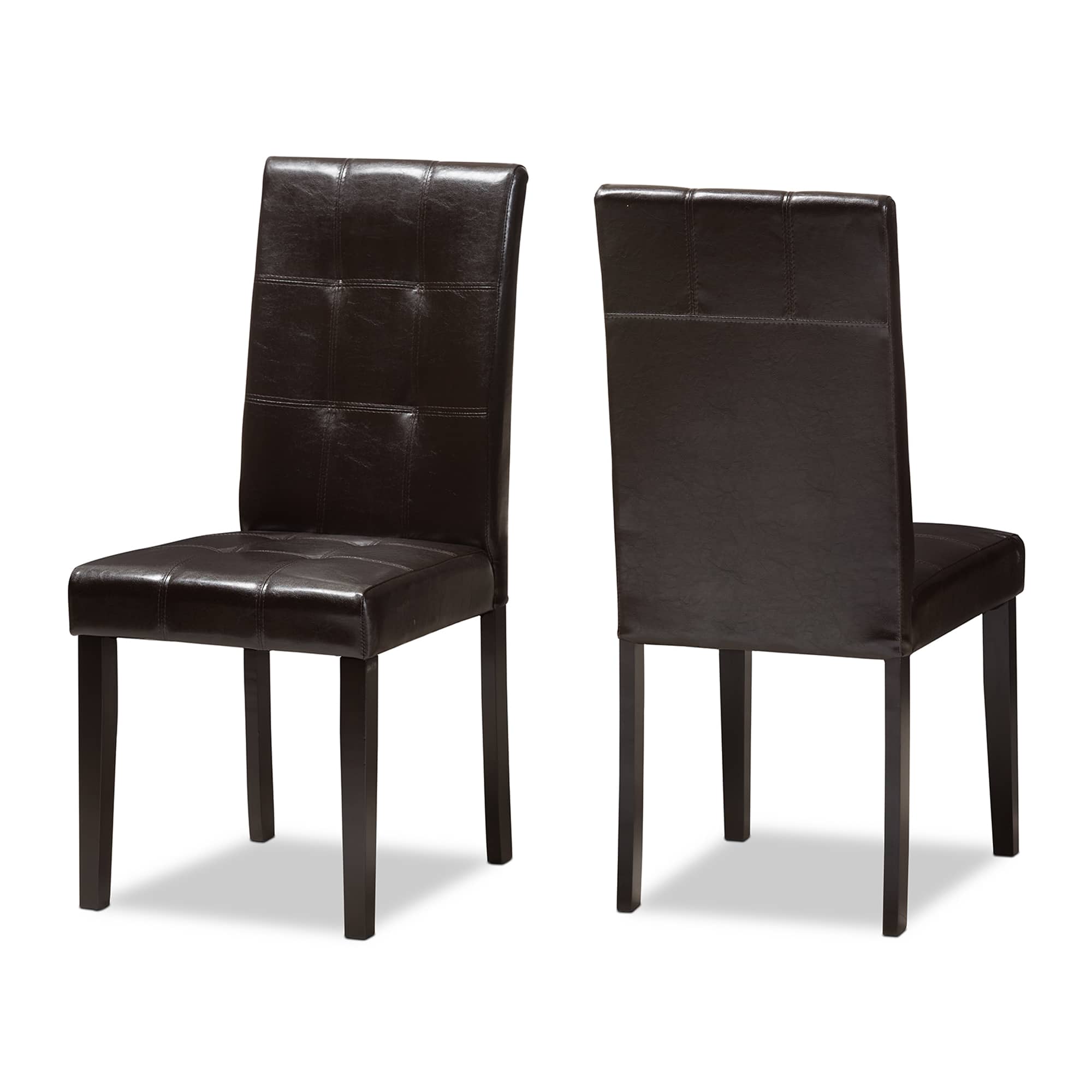 Baxton Studio - Set of 2 Avery Modern and Contemporary Faux Leather Upholstered Dining Chairs - Dark Brown