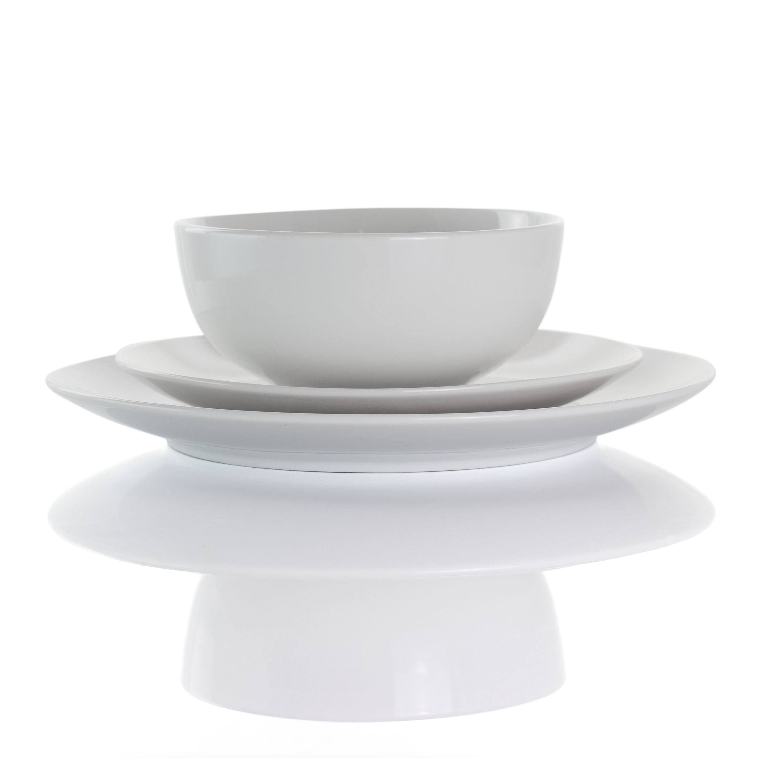 Alt View 1. Elama - Elama Owen 18 Piece Porcelain Dinnerware Set with 2 Large Serving Bowls in White - White.