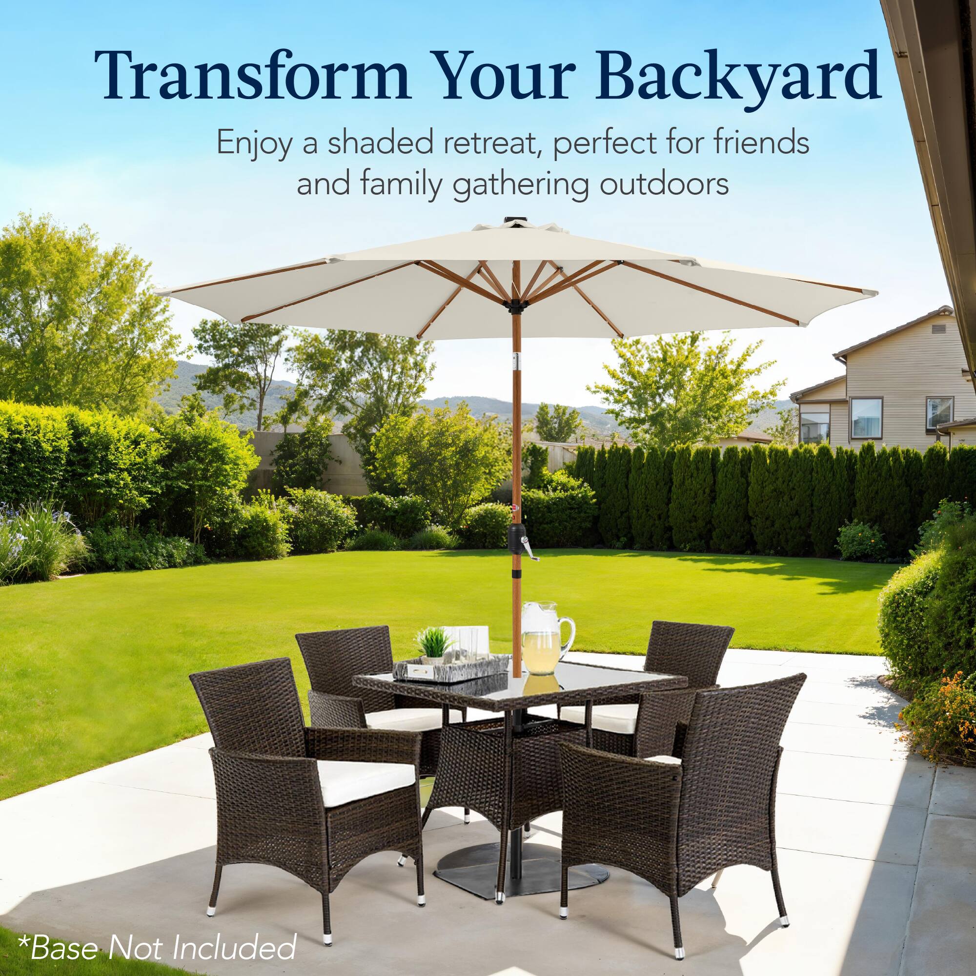 Transform Your Backyard

Enjoy a shaded retreat, perfect for friends and family gatherings outdoors.

*Base Not Included