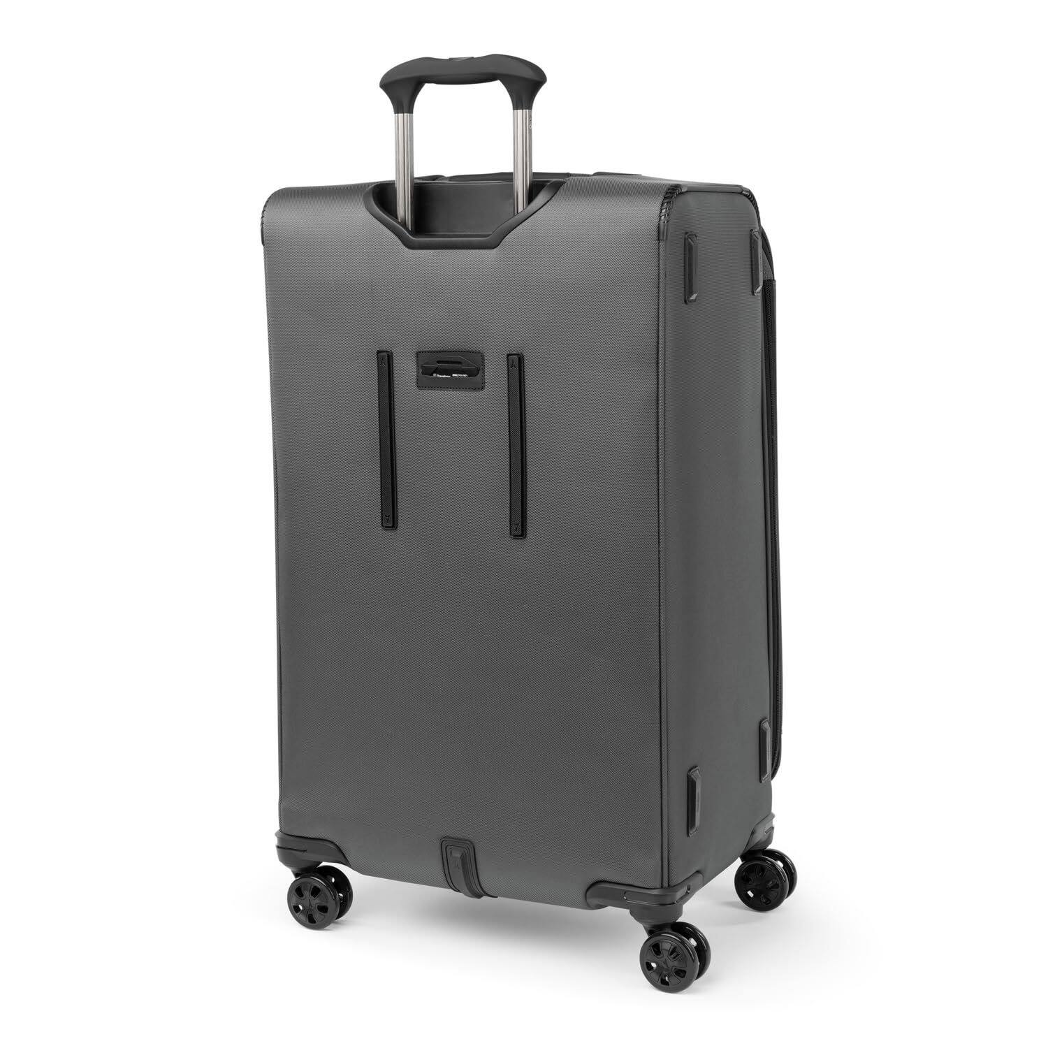 Angle. Travelpro - Travelpro Crew Classic Lightweight Softside Expandable 29" Checked Spinner - Titanium Grey.