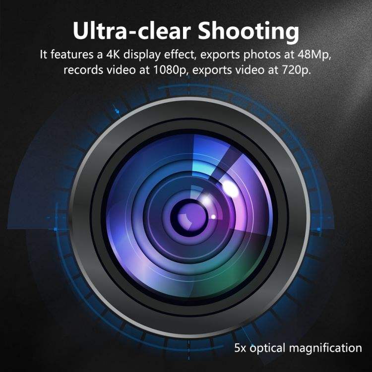 Ultra-clear Shooting

It features a 4K display effect, exports photos at 48Mp, records video at 1080p, exports video at 720p.

5x optical magnification