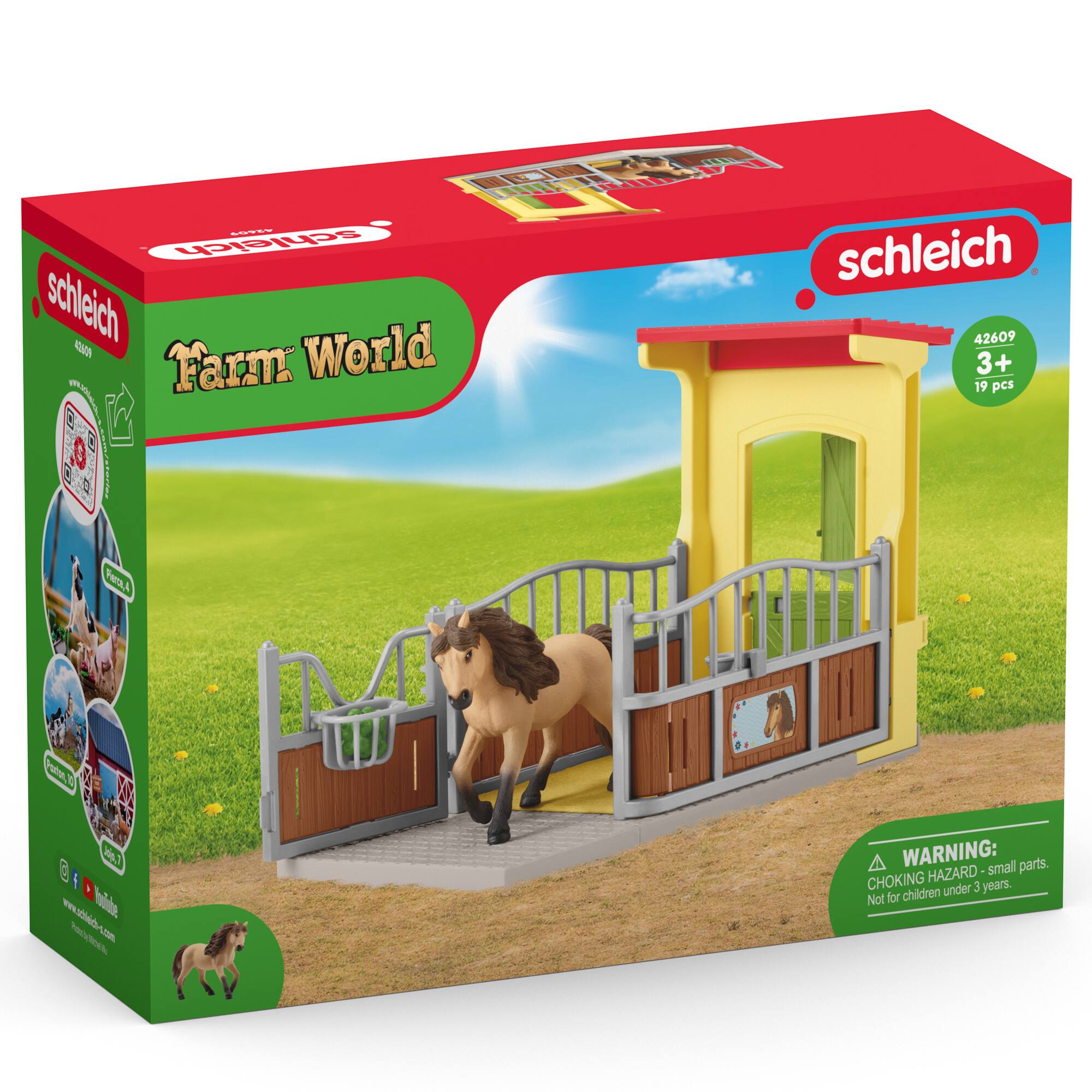 ME LATEO TAD - : schleich schleich schleich 42609 KVA World Farm 3+ 1 19 pcs FRrLA A gai Y E Kal - WEE onA haide www.schleich.com Aerstort L WARNING: small parts. CHOKING HAZARD children under 3 years. Not for