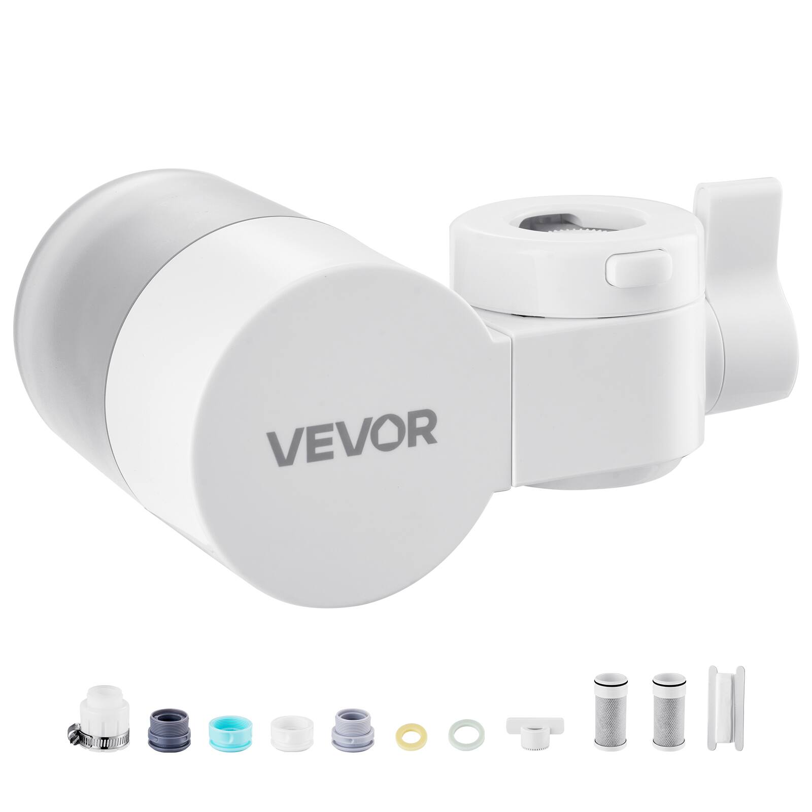 Alt View 5. VEVOR - Faucet Mount Water Filter, Horizontal Water Purifier for Sink Tap, Carbon Fiber Filter, Removes Chlorine Lead - White.