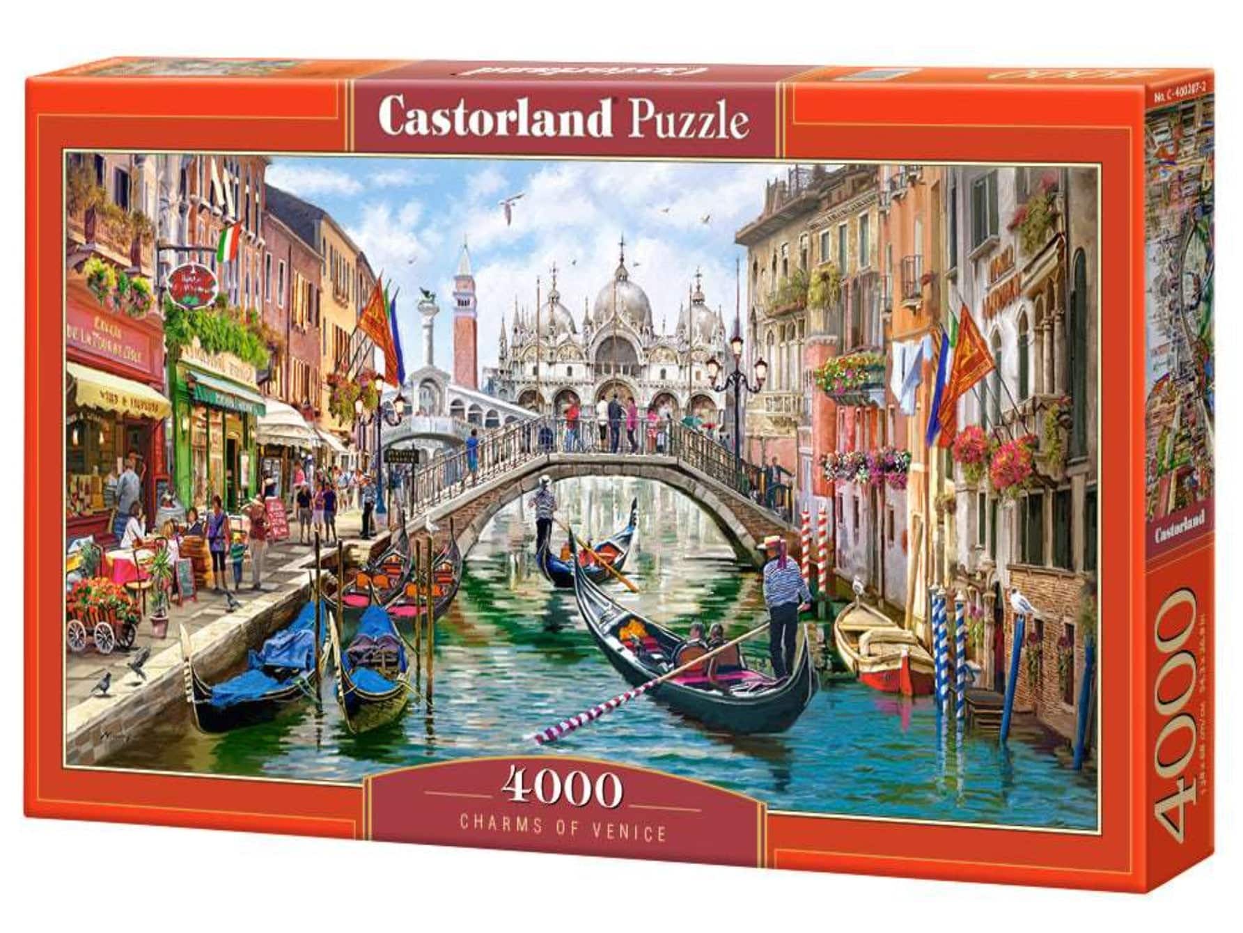 Castorland - 4000 Piece Jigsaw Puzzles, Charms of Venice, Italy Puzzle, Gondola Puzzle, European Puzzle, C-400287-2 - Red