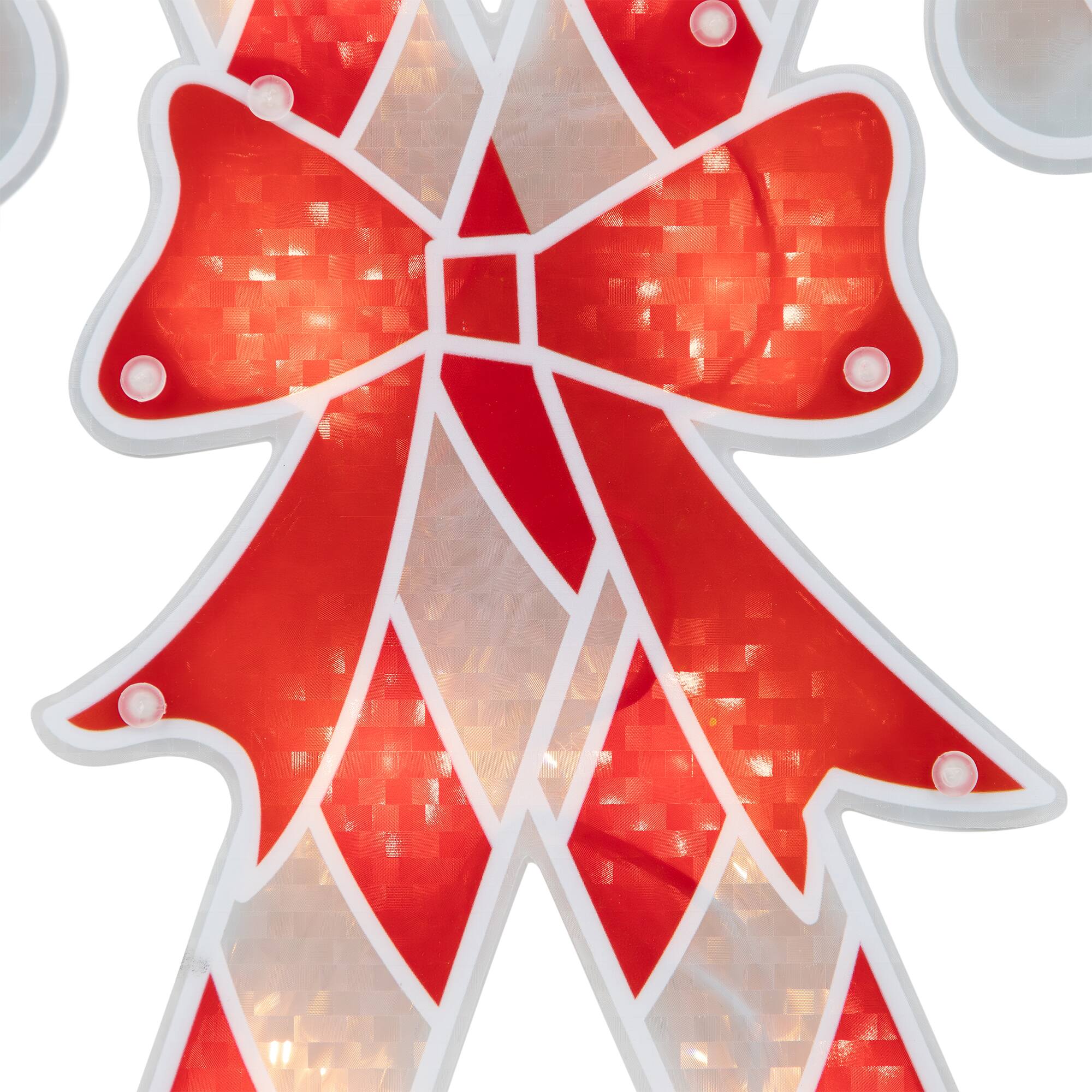 Alt View 5. Northlight - Lighted Holographic Candy Cane Christmas Window Silhouette - 12" - Clear Lights - Red.
