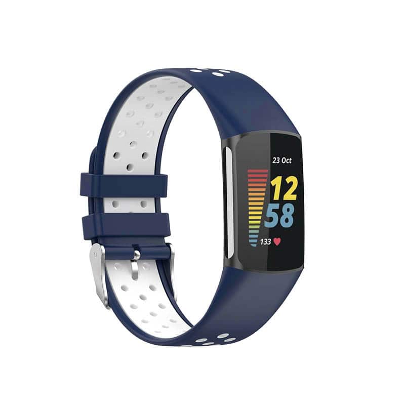 StrapsCo - Sports Band Silicone Rubber Watch Strap For Fitbit Charge 6 - Navy & White price history on PriceWatchPro