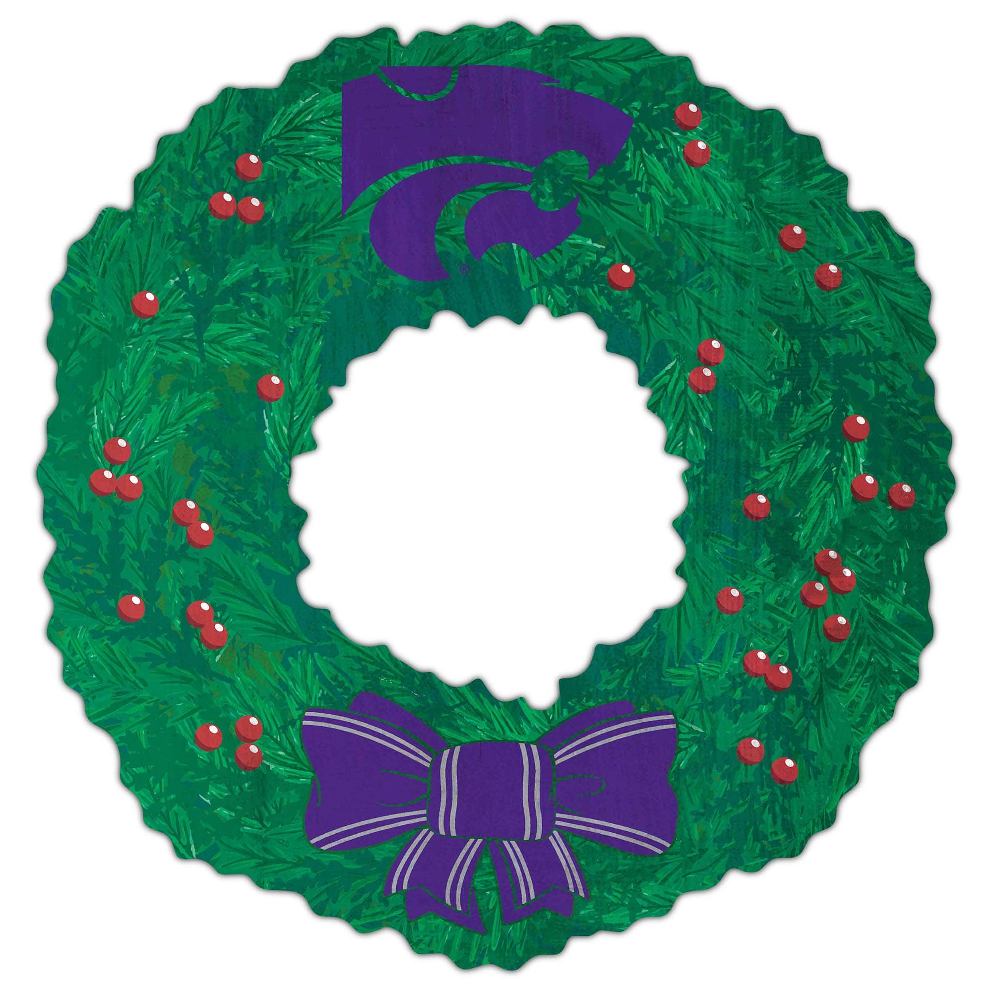 Front. Fan Creations - Kansas State Wildcats 16'' Team Wreath Sign - Green.