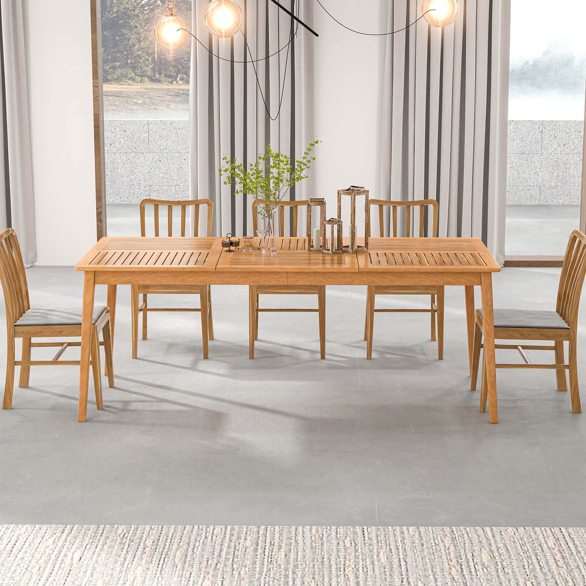 Alt View 3. Costway - Costway 8-Person Outdoor Acacia Wood Dining Table with 1.96" Umbrella Hole Rectangular - Brown.