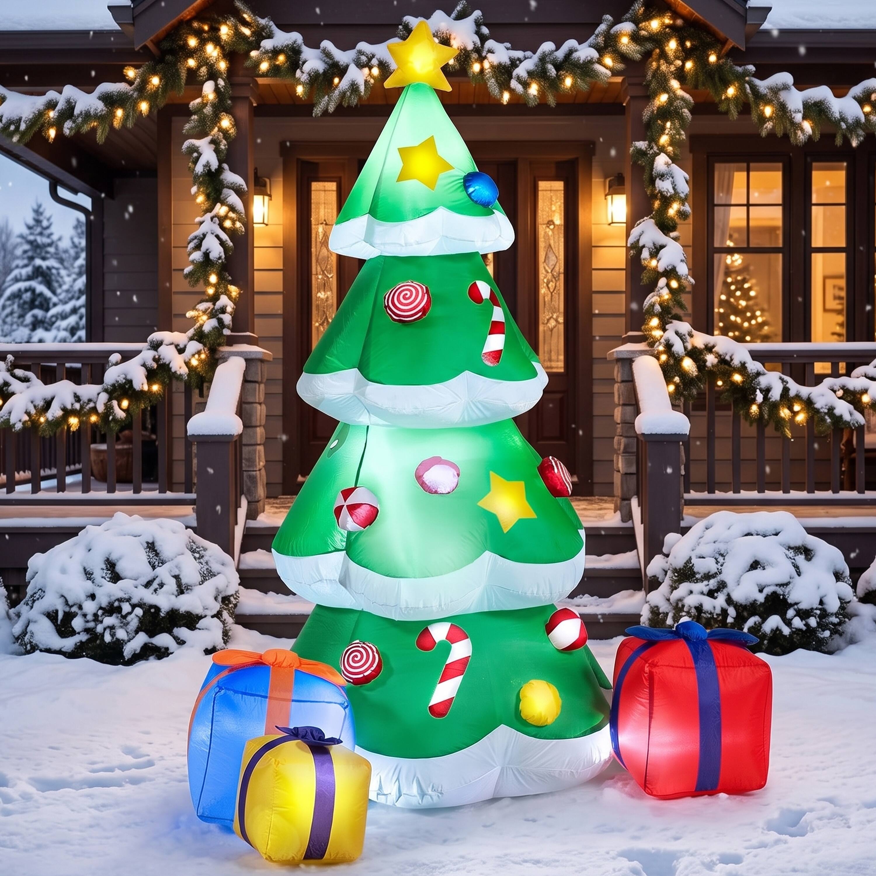 Alt View 2. Joyfy - 7FT Christmas Inflatables Outdoor Decoration, Christmas Tree with Gift Boxes Inflatable with LED for Outdoor Yard Garden - Green.
