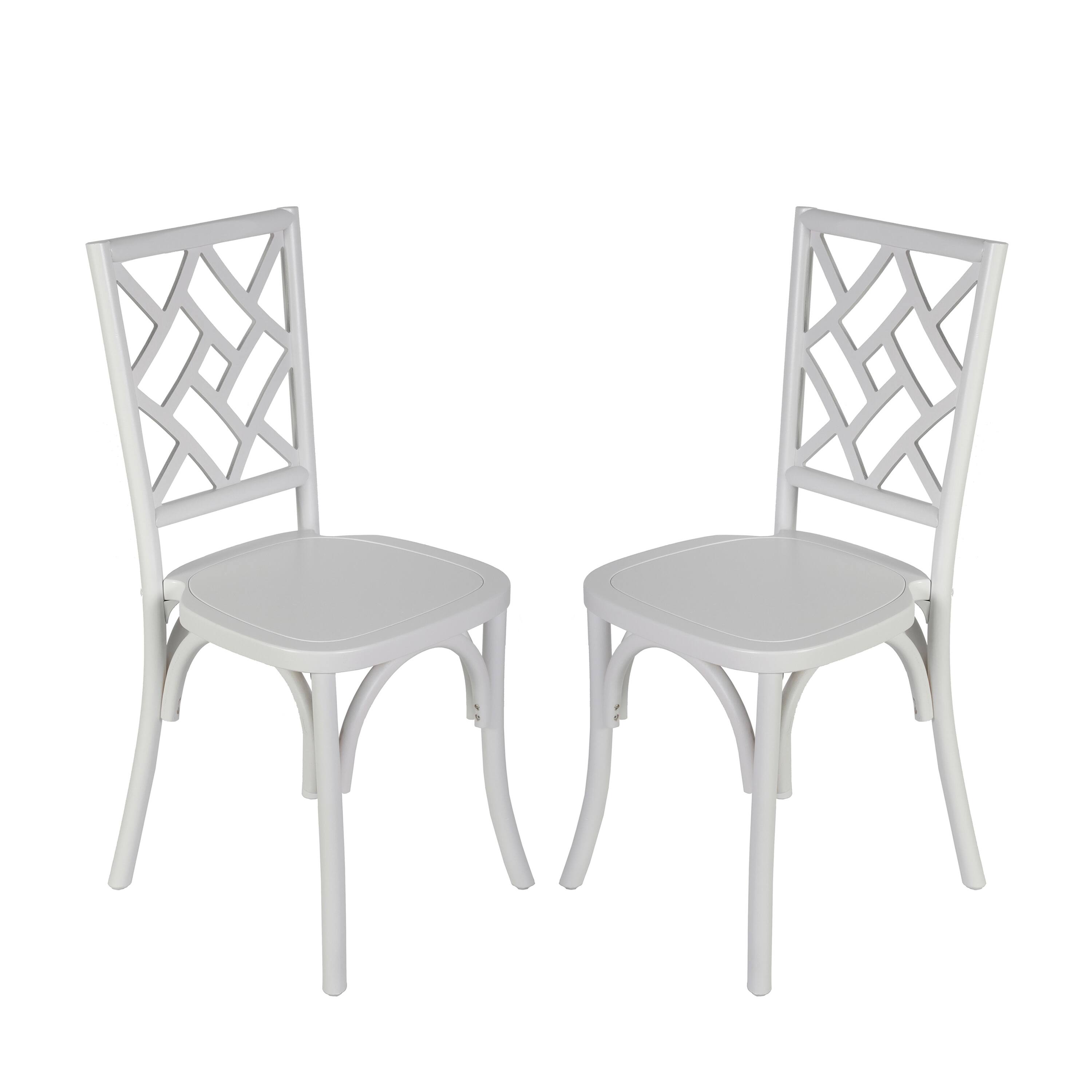 Emma + Oliver - Decker Set of 2 Solid Wood Stack Dining Chairs with Decorative Back Design - White price history on PriceWatchPro