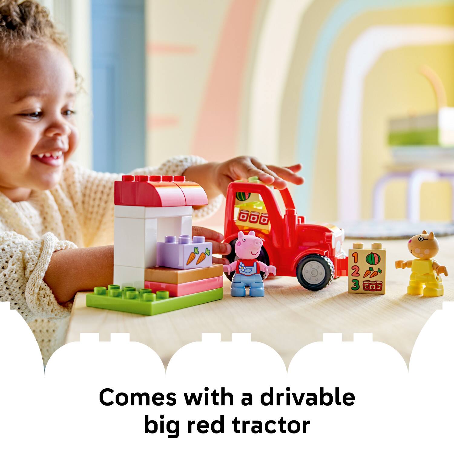 O 1 1 2 3 COJ Comes with a drivable big red tractor