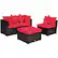 Back. Costway - 4PCS Patio Rattan Furniture Set Sofa Ottoman Cushion Garden Deck - Red.