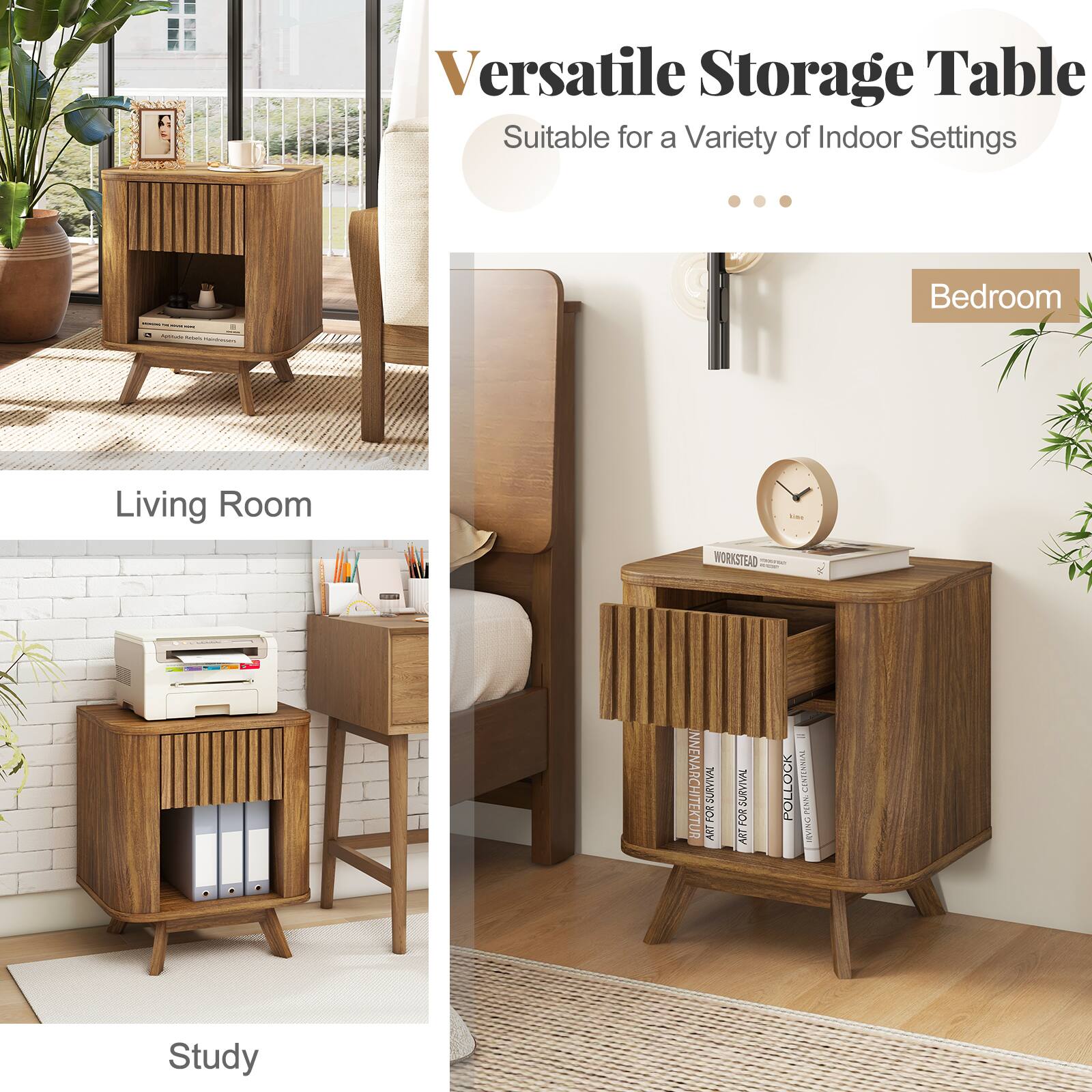 Versatile Storage Table  
Suitable for a Variety of Indoor Settings  

Living Room  

Study  

Bedroom