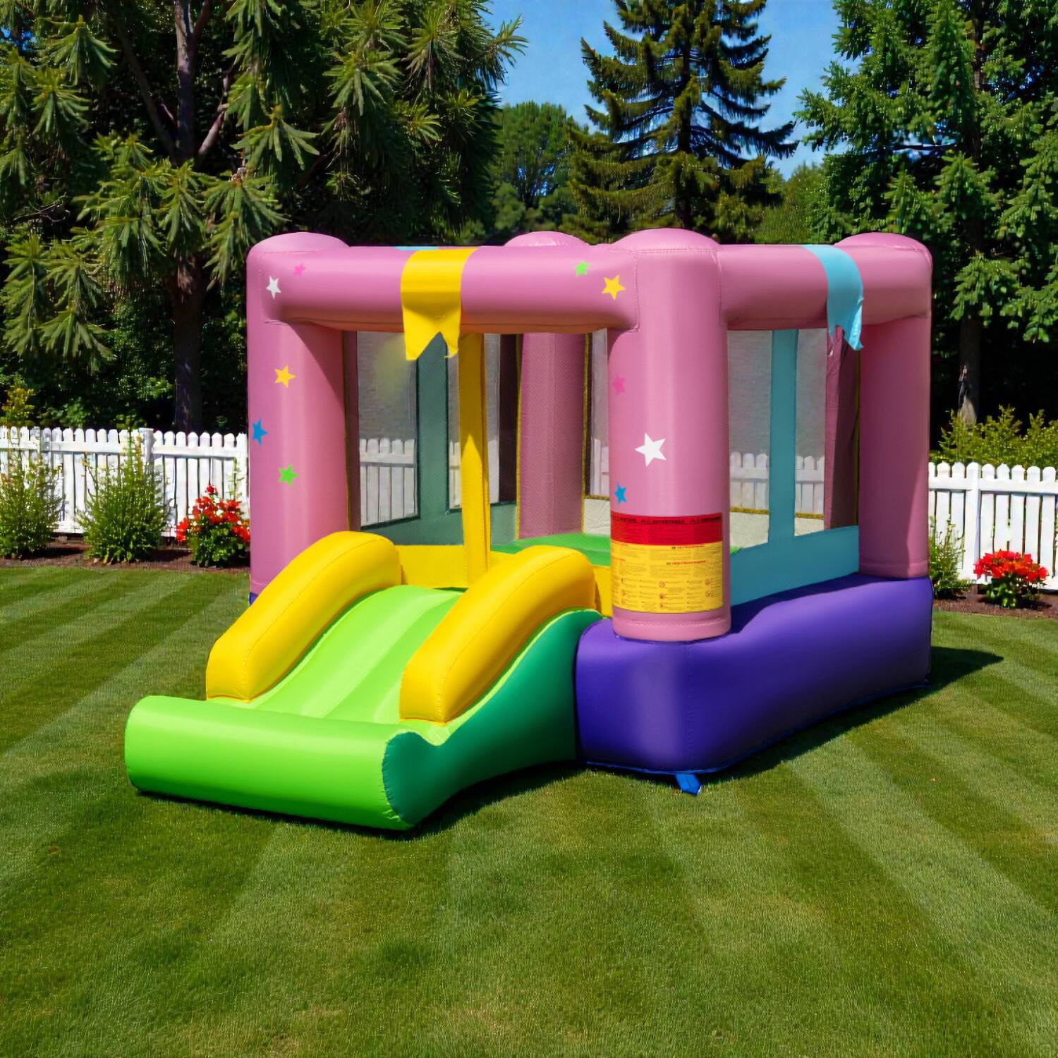 Front. BreeBe - Inflatable Jumping Castle for Children with 520W Blower and Play Zone - Multicolor.