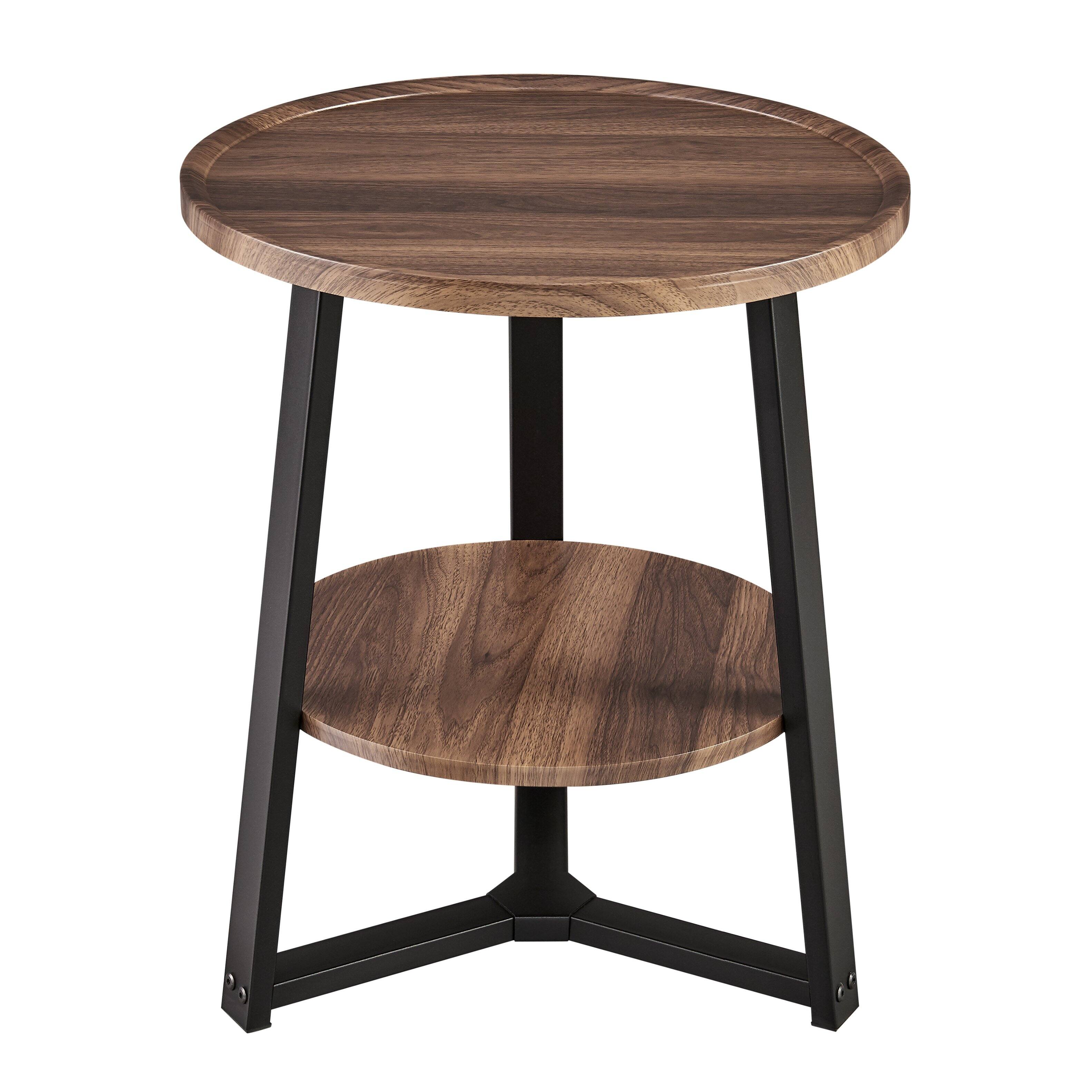 Front. Danya B - Mason Round 2-Tier Side Accent Table - Walnut/Black - Walnut/Black.