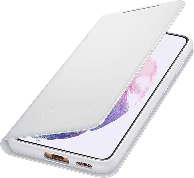 Angle. Samsung - Samsung LED Wallet Cover for Galaxy S21 | Color: Gray - Gray.