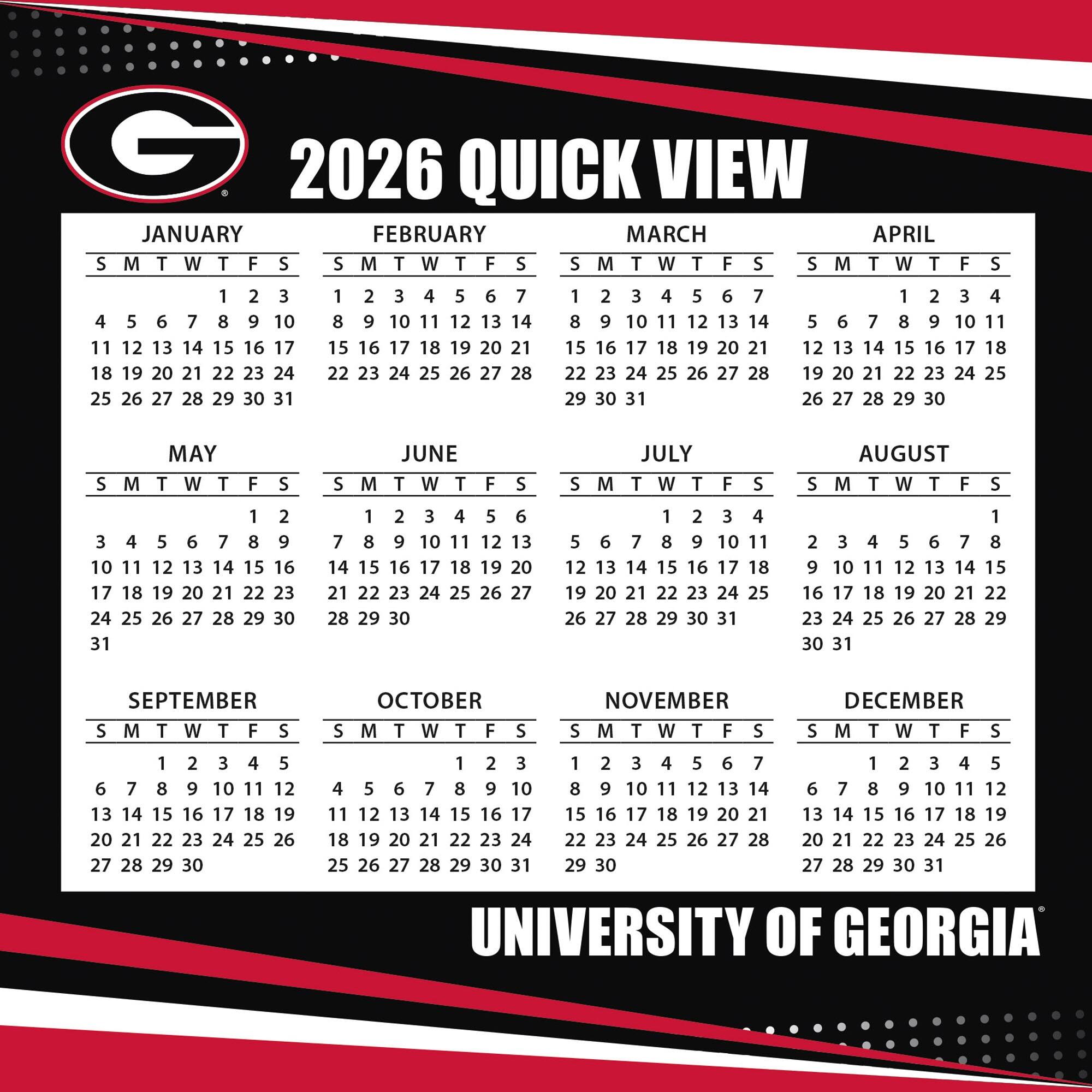 Turner Sports Georgia Bulldogs 2026 Box Calendar Multicolor