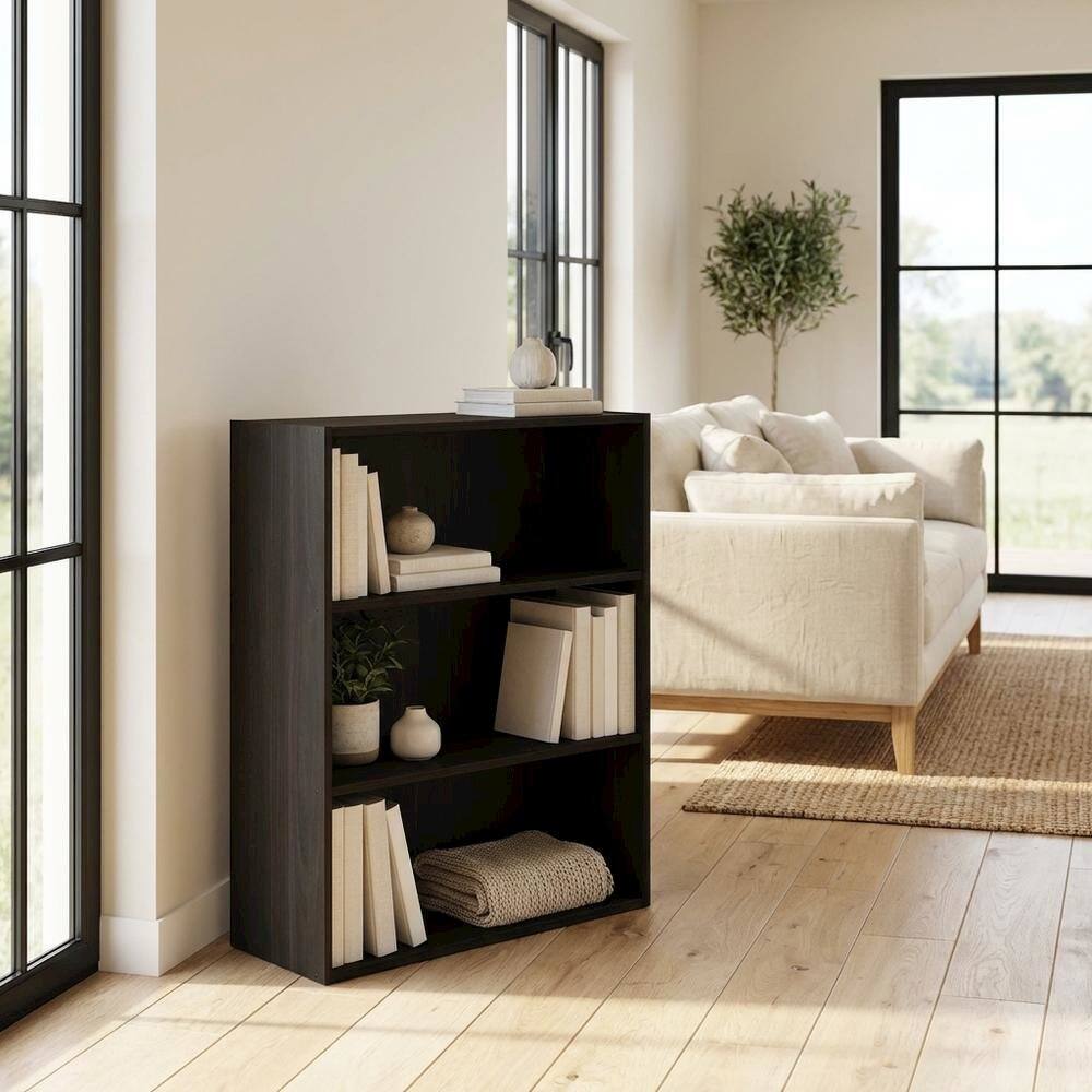 FurniFact Three Tier Open Shelf Bookcase Finish for Storage and Display ...