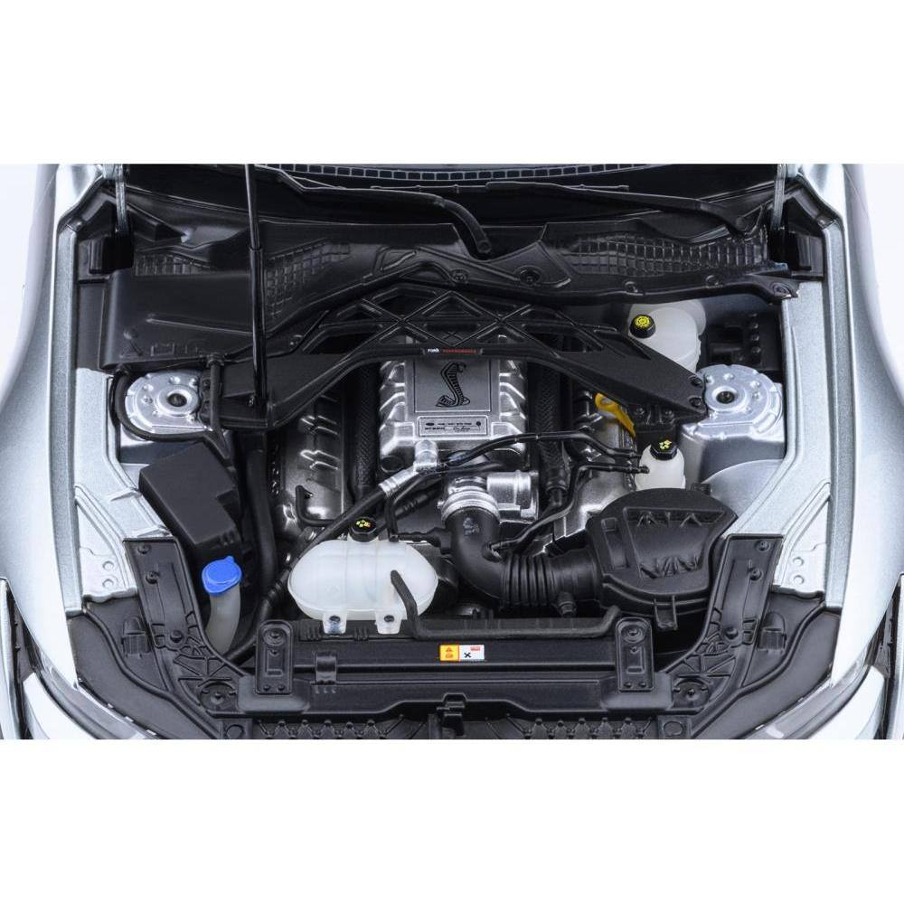 Left. Autoart - Ford Mustang Shelby GT500 Iconic Silver Metallic with Black Stripes 1/18 Model Car by Autoart - Silver Metallic with Black.