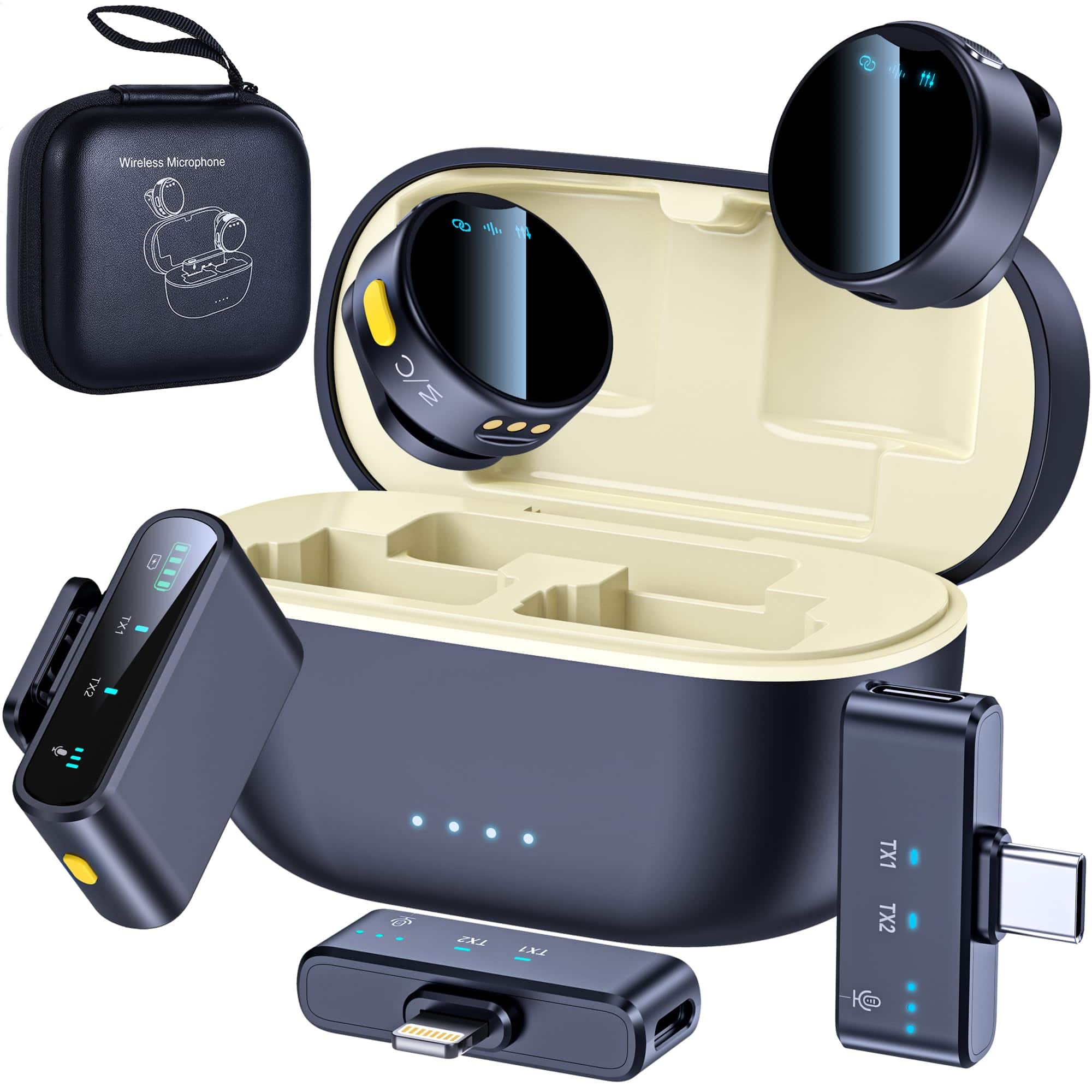 Reds Spade - Lavalier microphone for iphone android camera range with noise cancellation 25hrs life lapel mic c video - For Phone+Camera