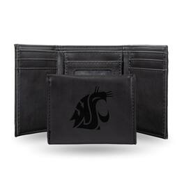 Rico Industries - Washington State Cougars Laser Engraved Black Synthetic Leather Trifold Wallet - Multi