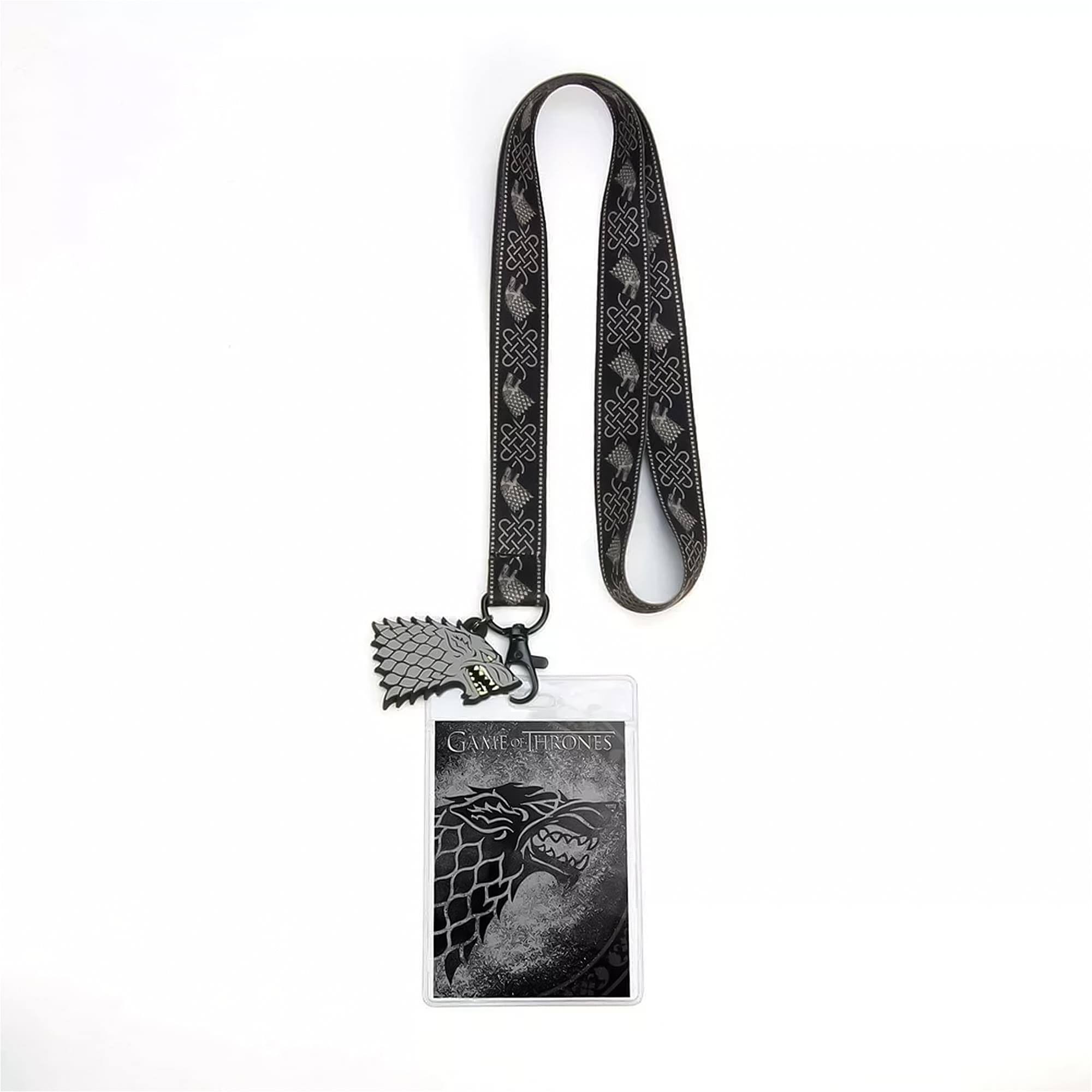 Game of Thrones - House Stark Lanyard w/ PVC Charm - Black/White