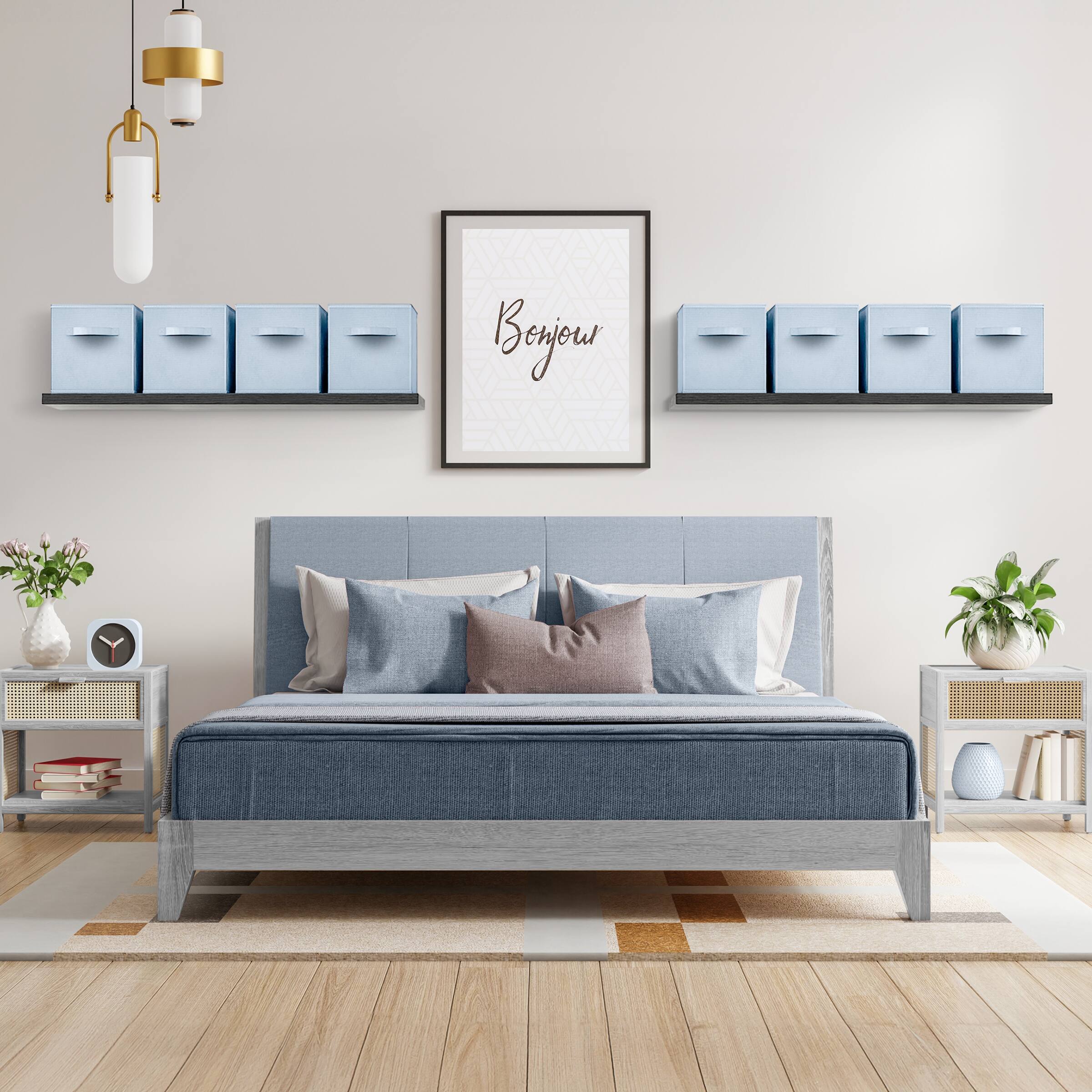 Alt View 4. Sorbus - Sorbus Fabric Storage Cubes, 8 Foldable Storage Bins for Organizing Pantry, Cubbies, Toy Box, Clothes Storage - Pastel Blue.