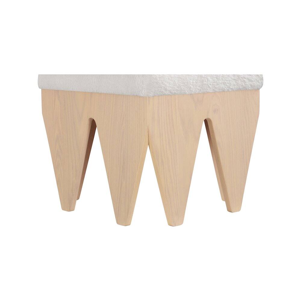 Alt View 4. Meridian Furniture - Altair Cream Velour Fur Fabric Bench - Beige.