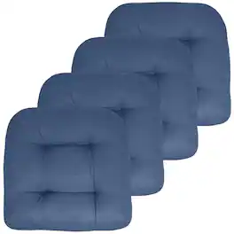 Sweet Home Collection - Patio Cushions Indoor/Outdoor Chair Pads Tufted 19" x 19", 4-Pack - Blue