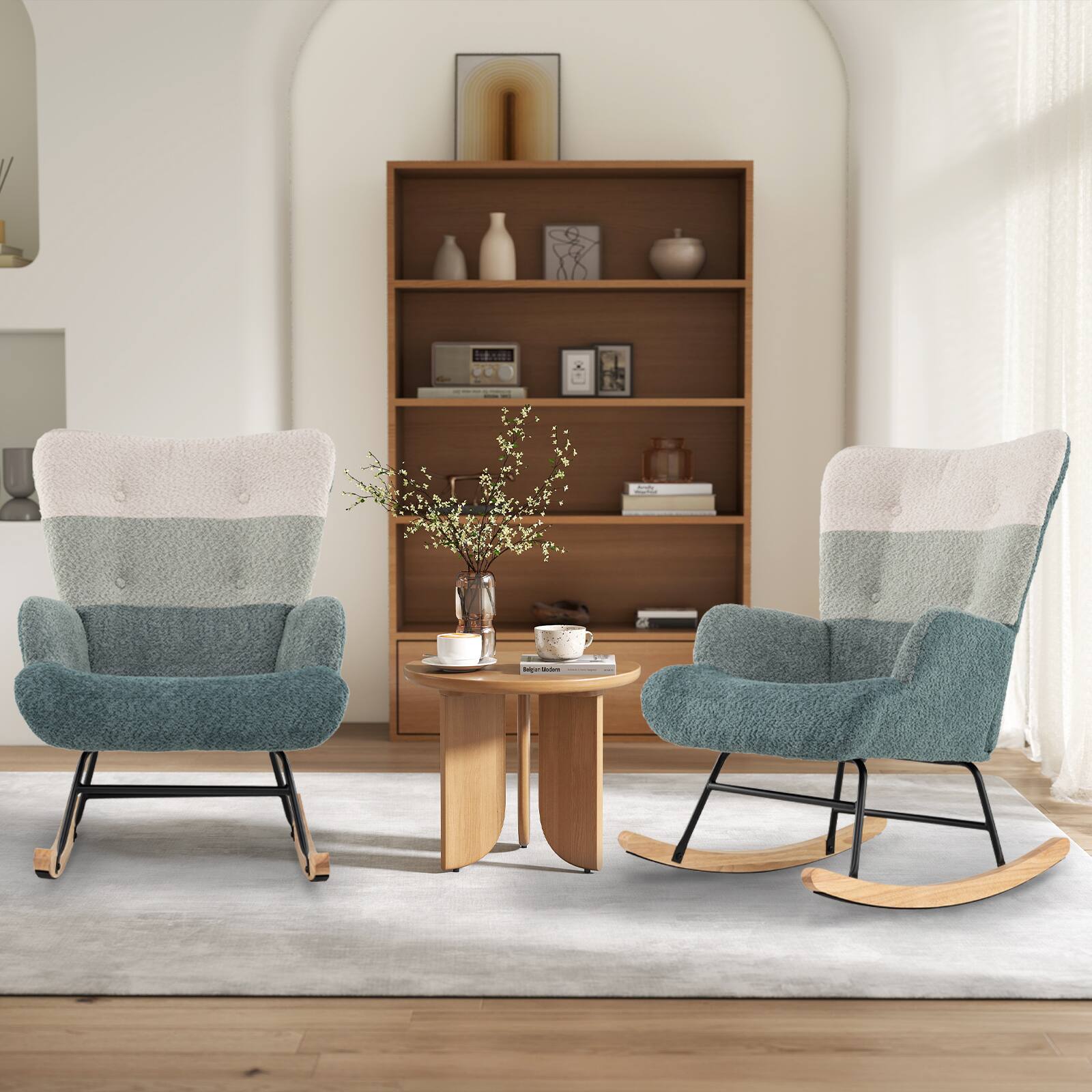 Alt View 7. Gymax - Gymax Nursery Rocking Chair w/ Ergonomic Armrests & High Backrest Side Pocket - Colorful.