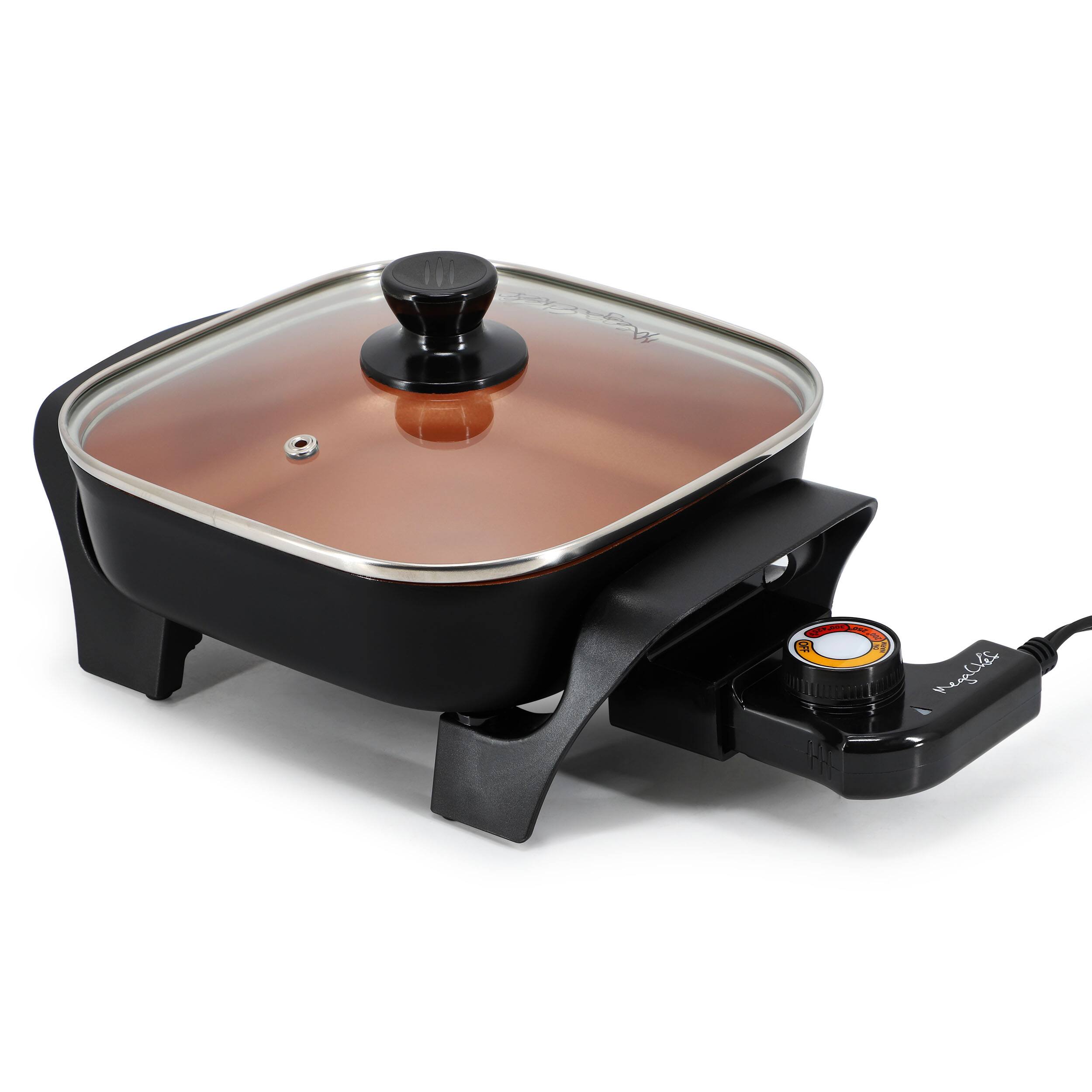 Alt View 2. MegaChef - MegaChef 8 Inch Electric Skillet with Lid in Black with Copper Coating - Copper.