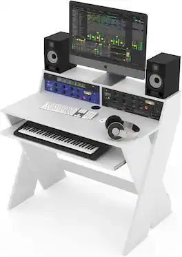 Glorious - Sound Desk Compact Professional Studio Workstation with Pull-out Keyboard Compartment (White) - "NA"