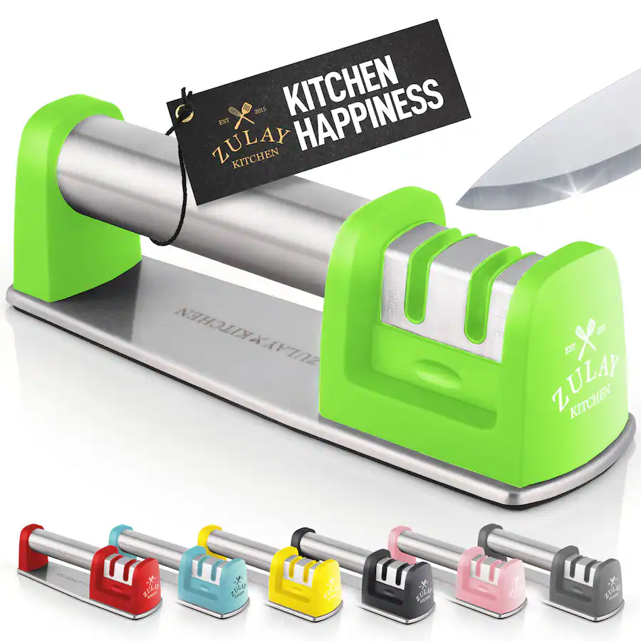 Kitchen Razor Zulay Kitchen Premium Quality Knife Sharpener for Straight and Serrated ...