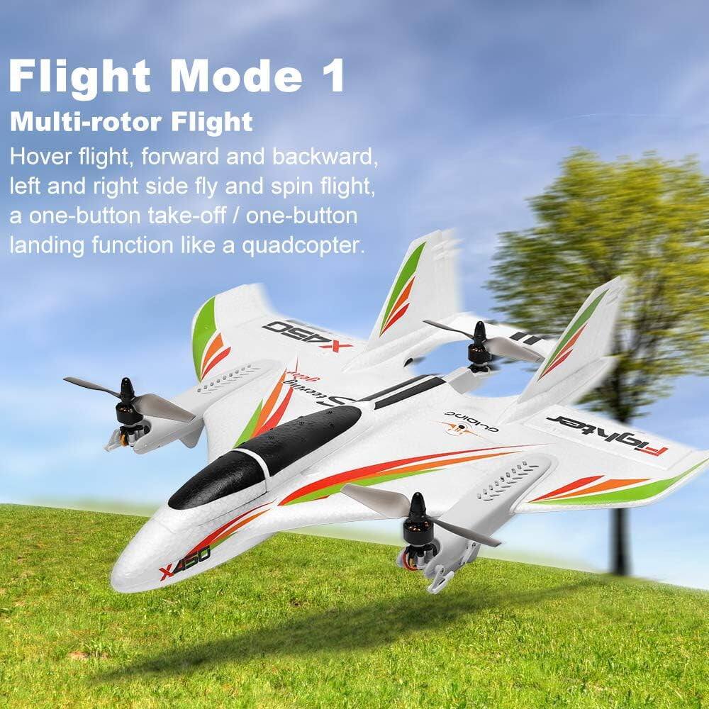 Flight Mode 1  
Multi-rotor Flight  
Hover flight, forward and backward, left and right side fly and spin flight, a one-button take-off / one-button landing function like a quadcopter.