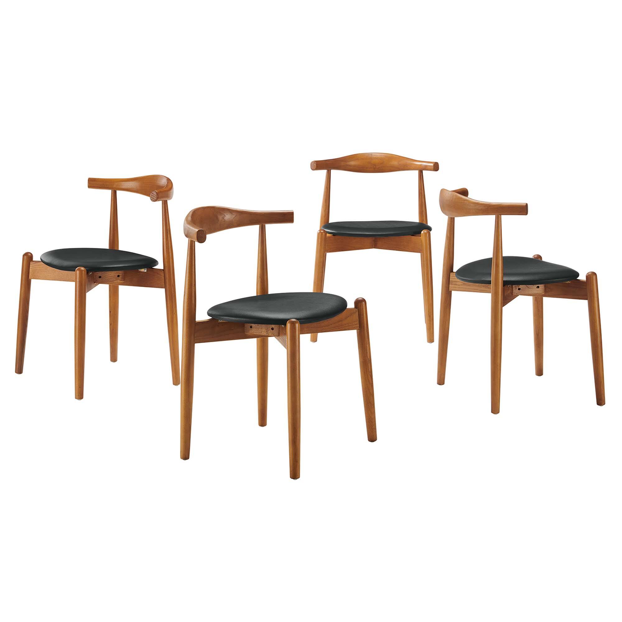 Angle. Modway - Stalwart Dining Side Chairs Set of 4 by Modway - Dark Walnut Black.