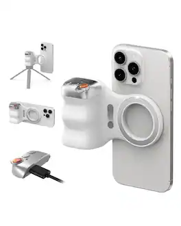 HM 1810 - Fun Shot Magnetic Phone Camera Dslr Style Shutter Grip For Android With Anti drop Detachable Wireless - White
