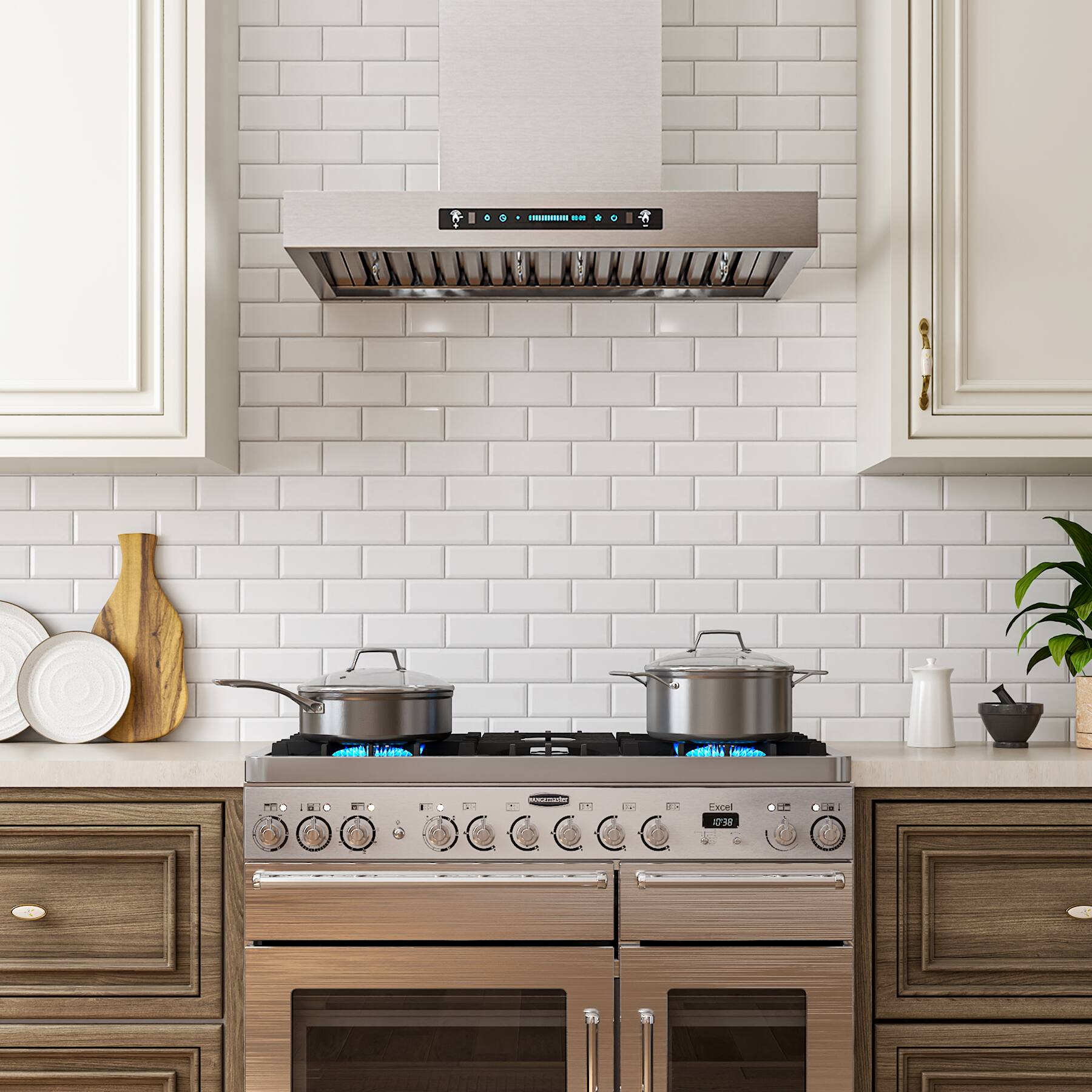 Alt View 1. Onefly - 30 Inches - Externally Vented - Wall Mount Range Hood - silver.